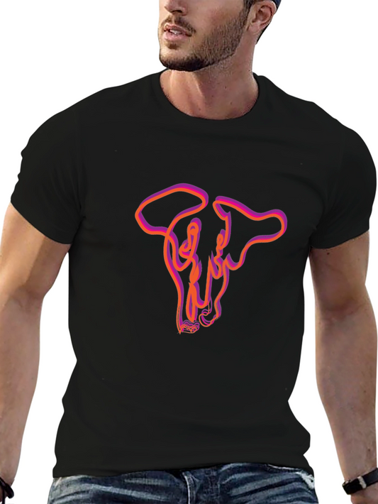 Abstract Bull Skull Graphic Tee - Mens Black T-Shirt