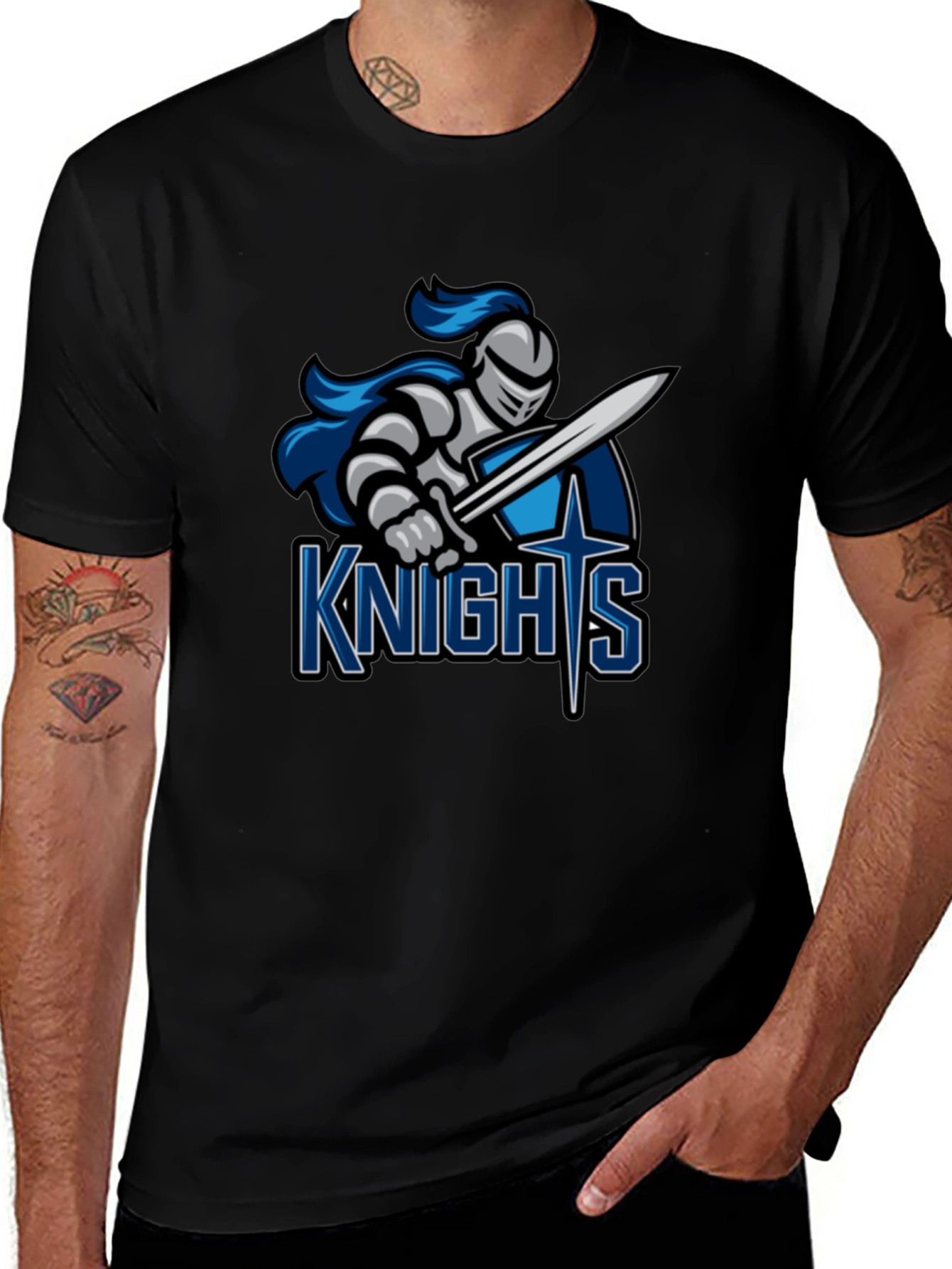 Knights T-Shirt - Black Tee with Graphic Print