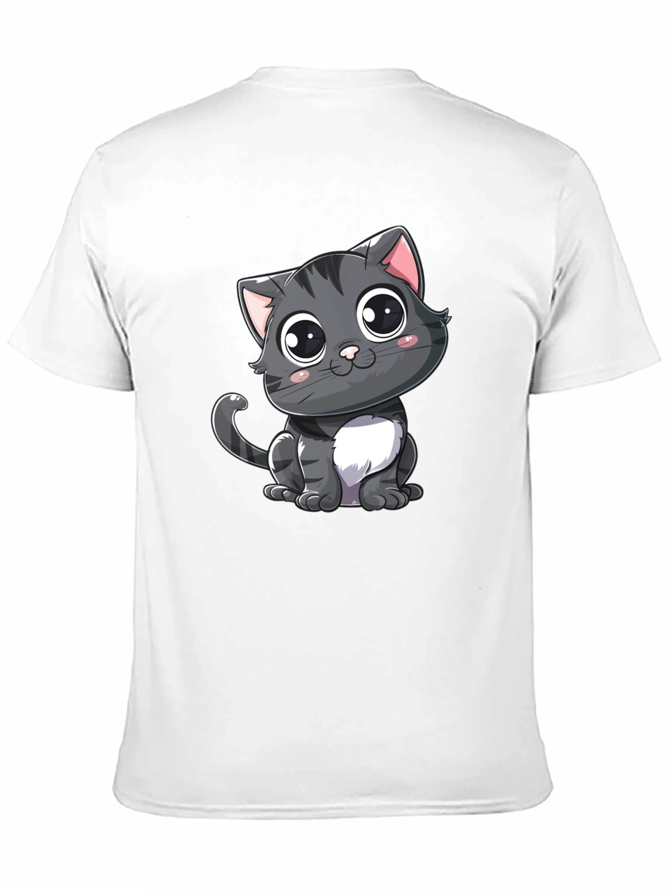 Cute Cartoon Cat Black T-Shirt