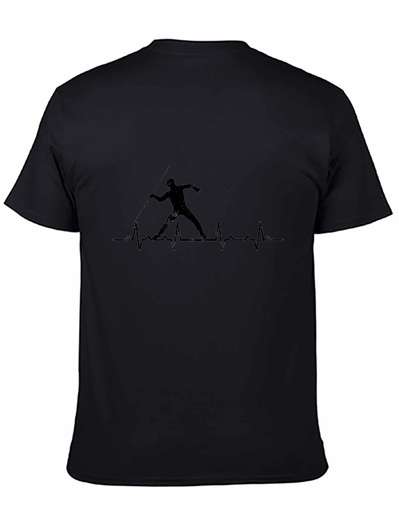 Javelin Thrower Heartbeat T-Shirt - Black