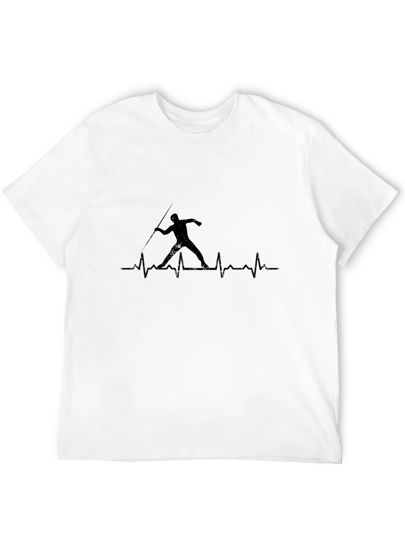 Javelin Thrower Heartbeat T-Shirt - Black