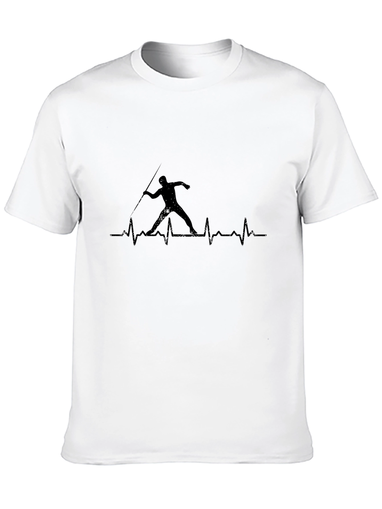 Javelin Thrower Heartbeat T-Shirt - Black