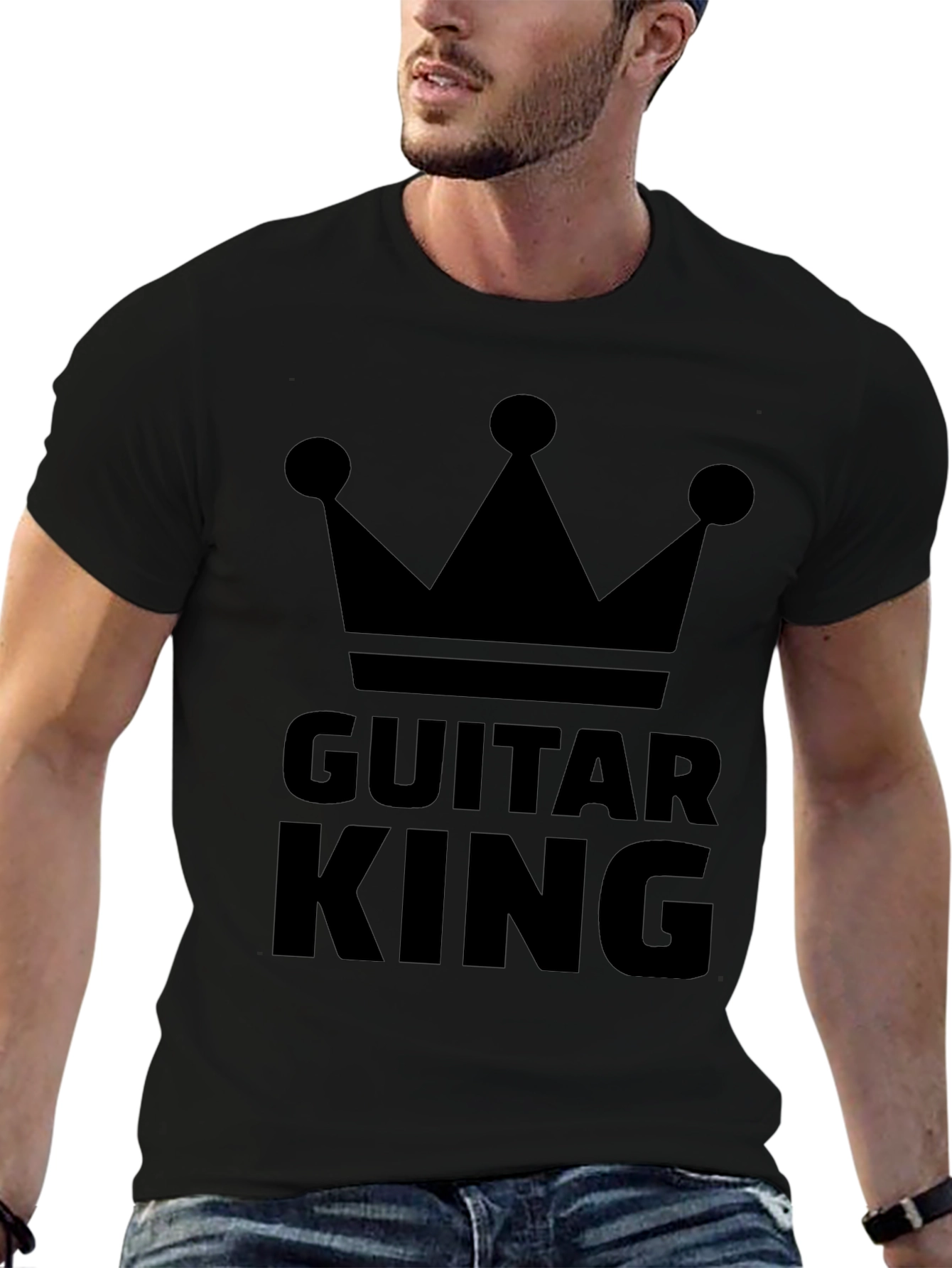 Guitar King Black Graphic Tee