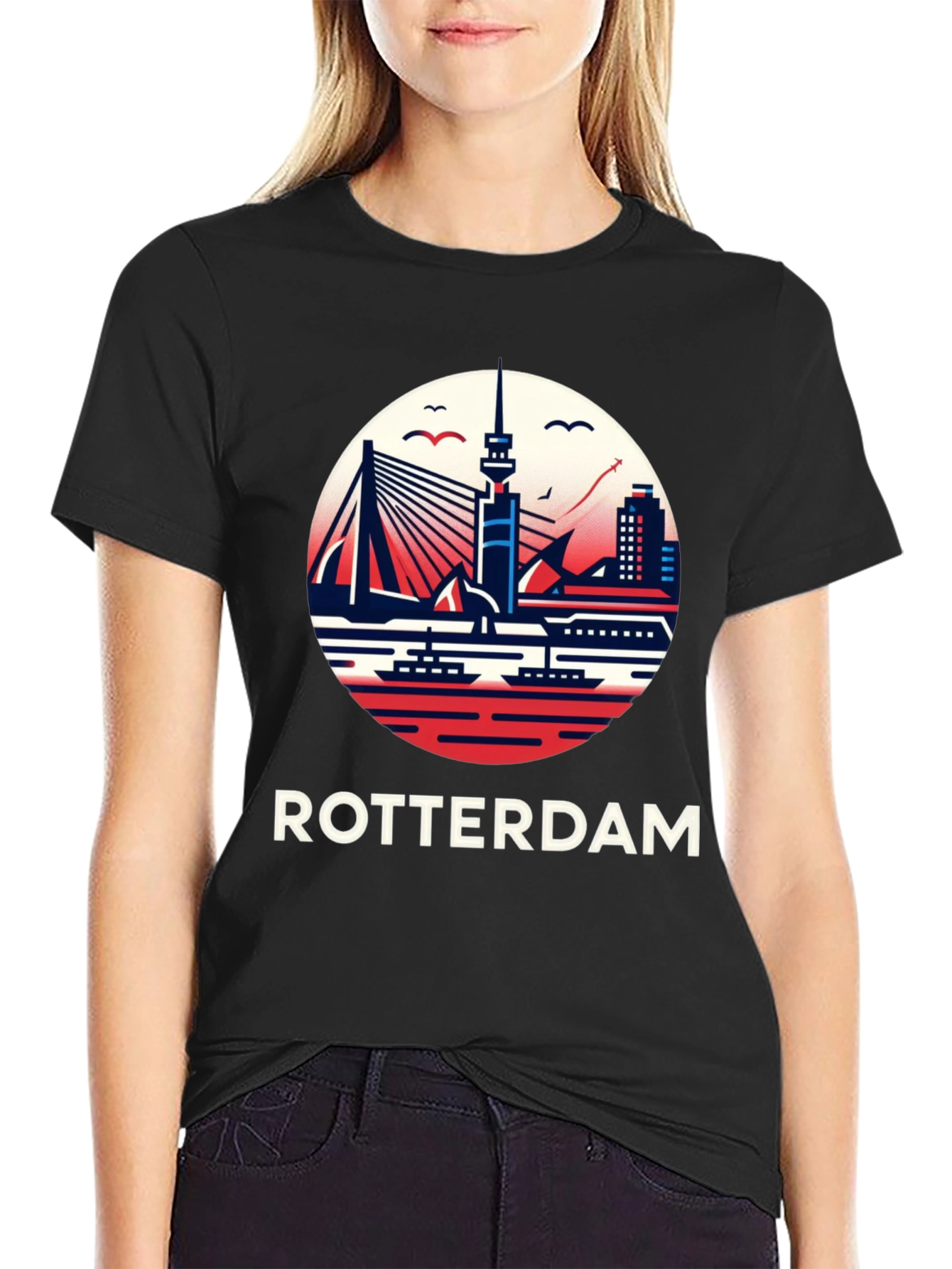 Rotterdam Skyline Graphic Tee - Cityscape Shirt
