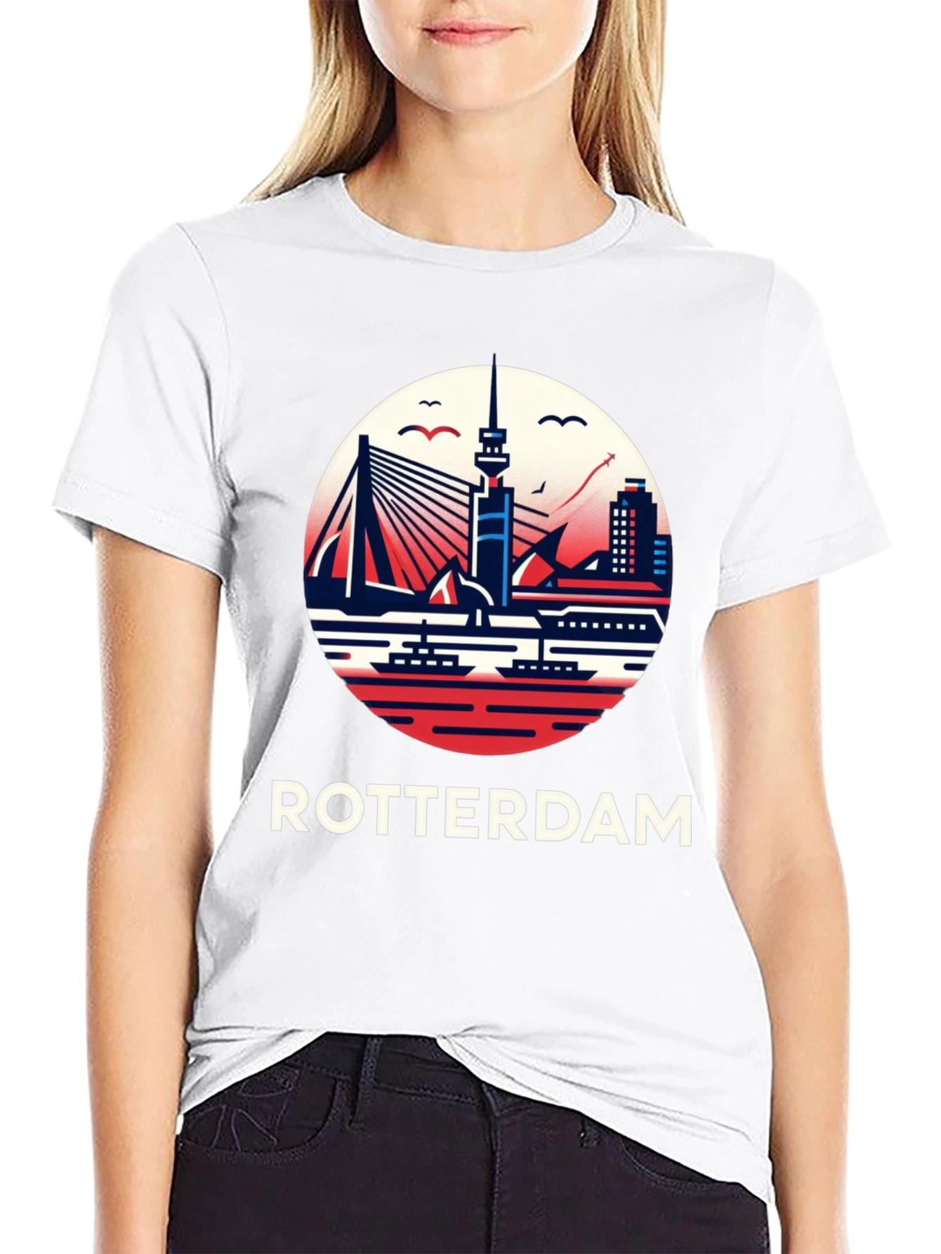 Rotterdam Skyline Graphic Tee - Cityscape Shirt