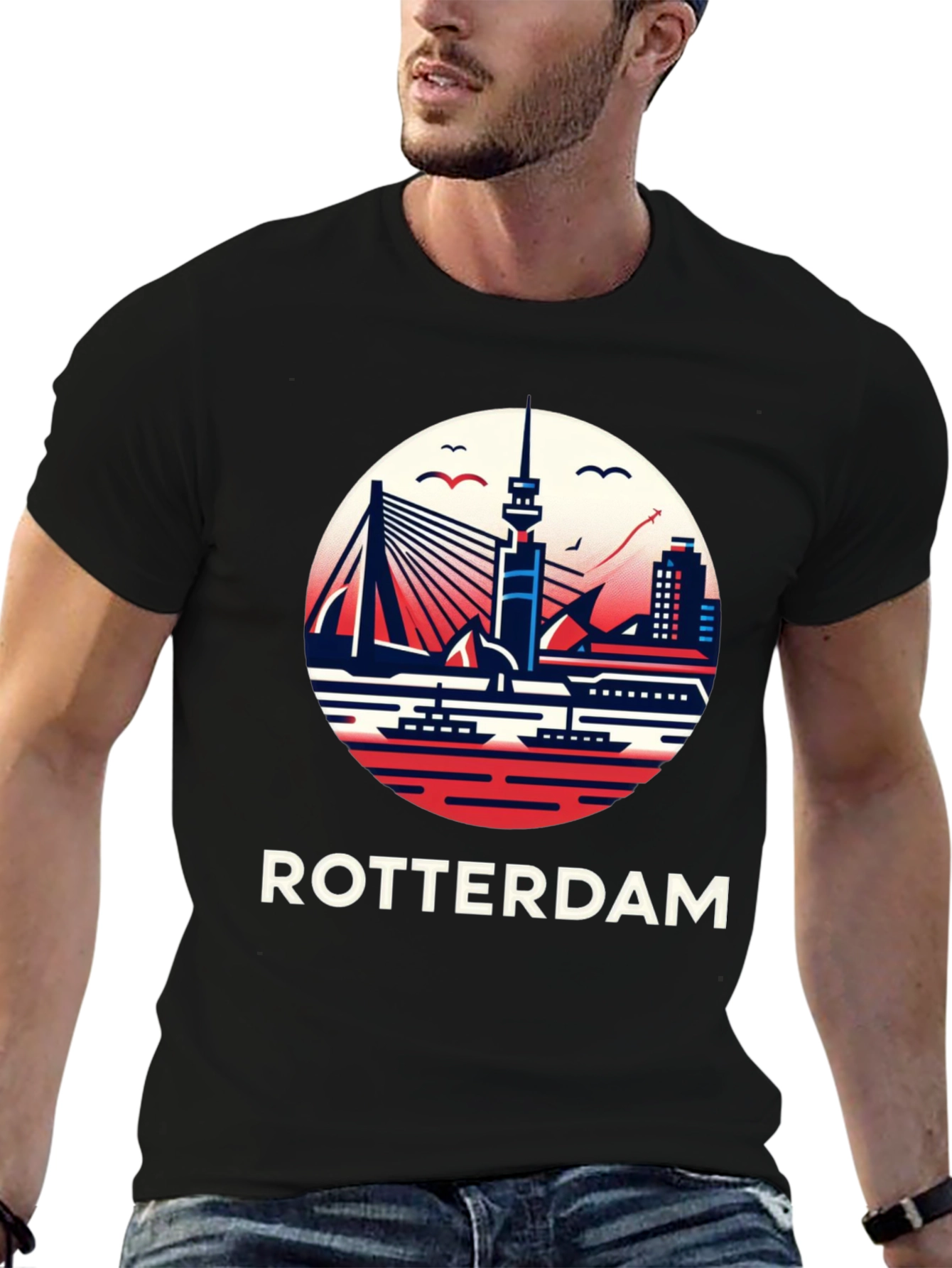 Rotterdam Skyline Graphic Tee - Cityscape Shirt
