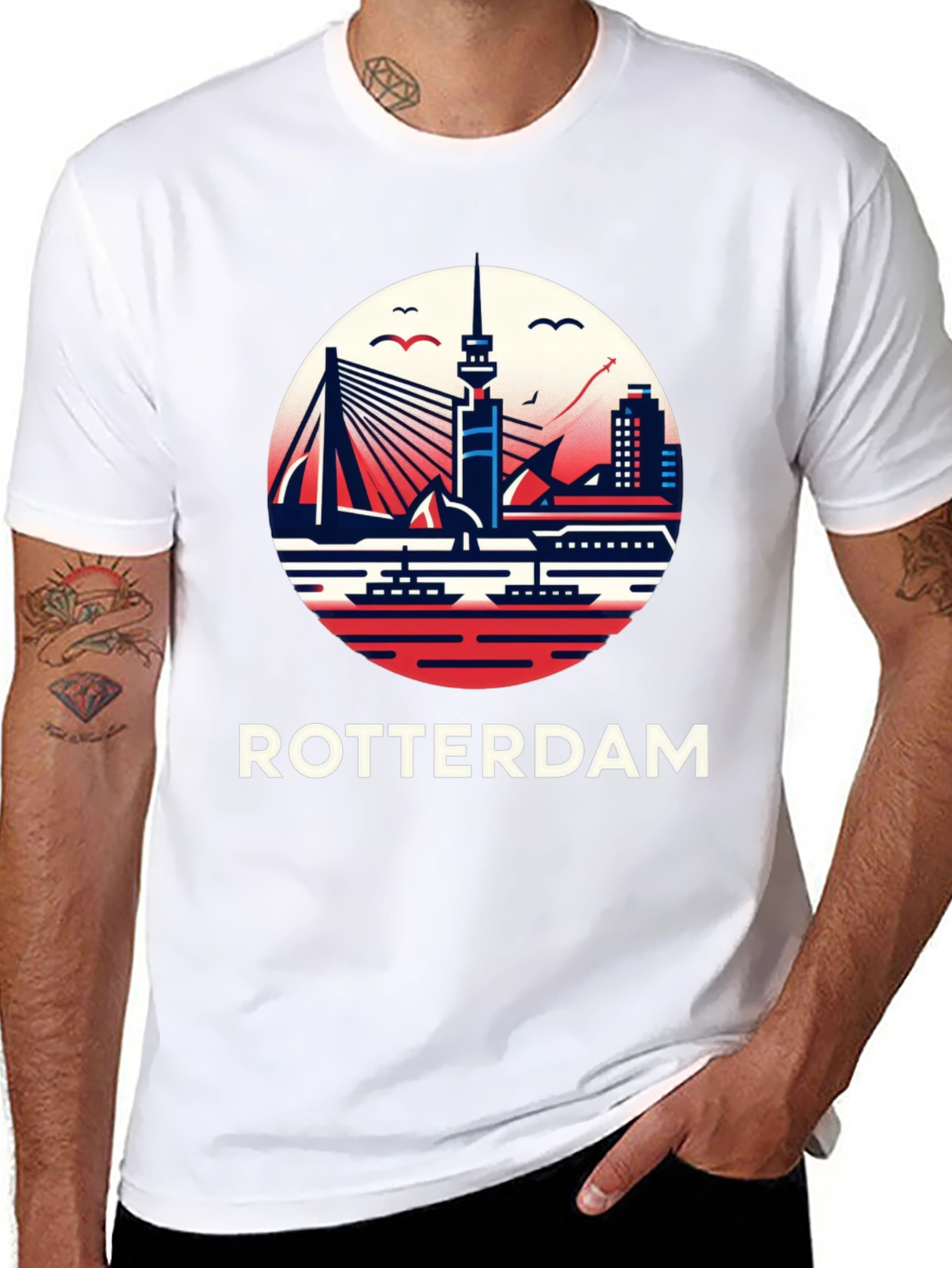 Rotterdam Skyline Graphic Tee - Cityscape Shirt