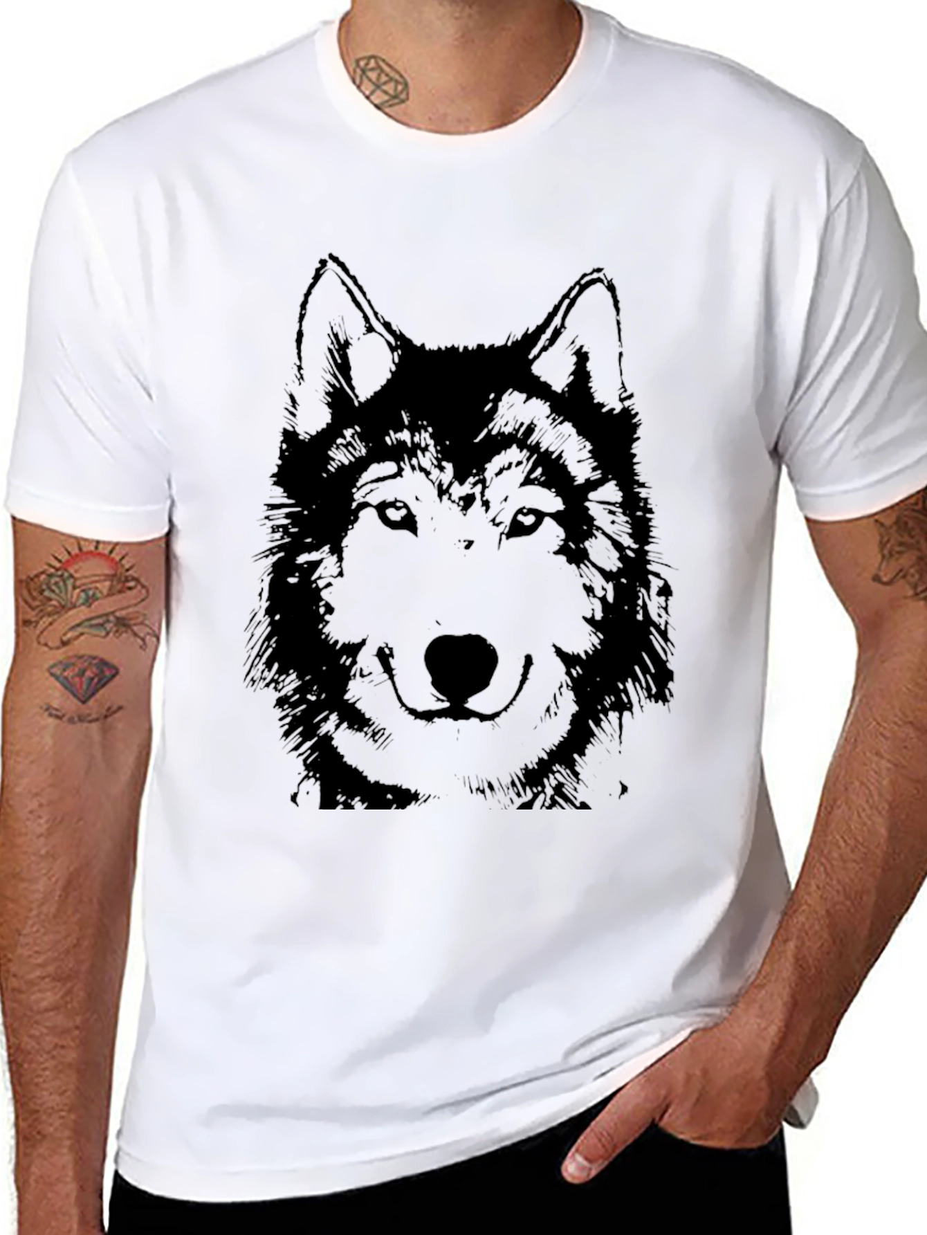 Wolf Graphic Print Black T-Shirt