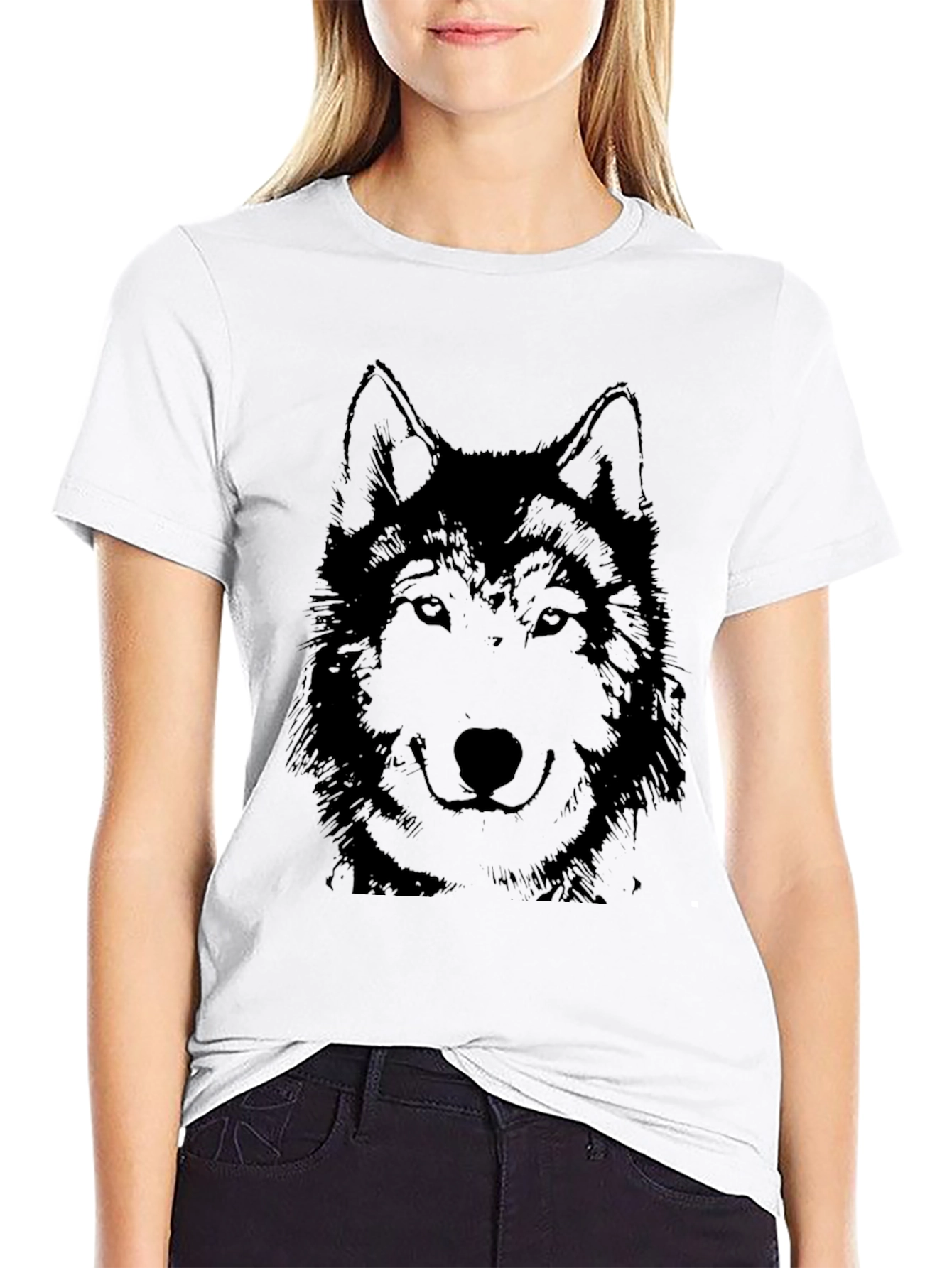 Wolf Graphic Print Black T-Shirt