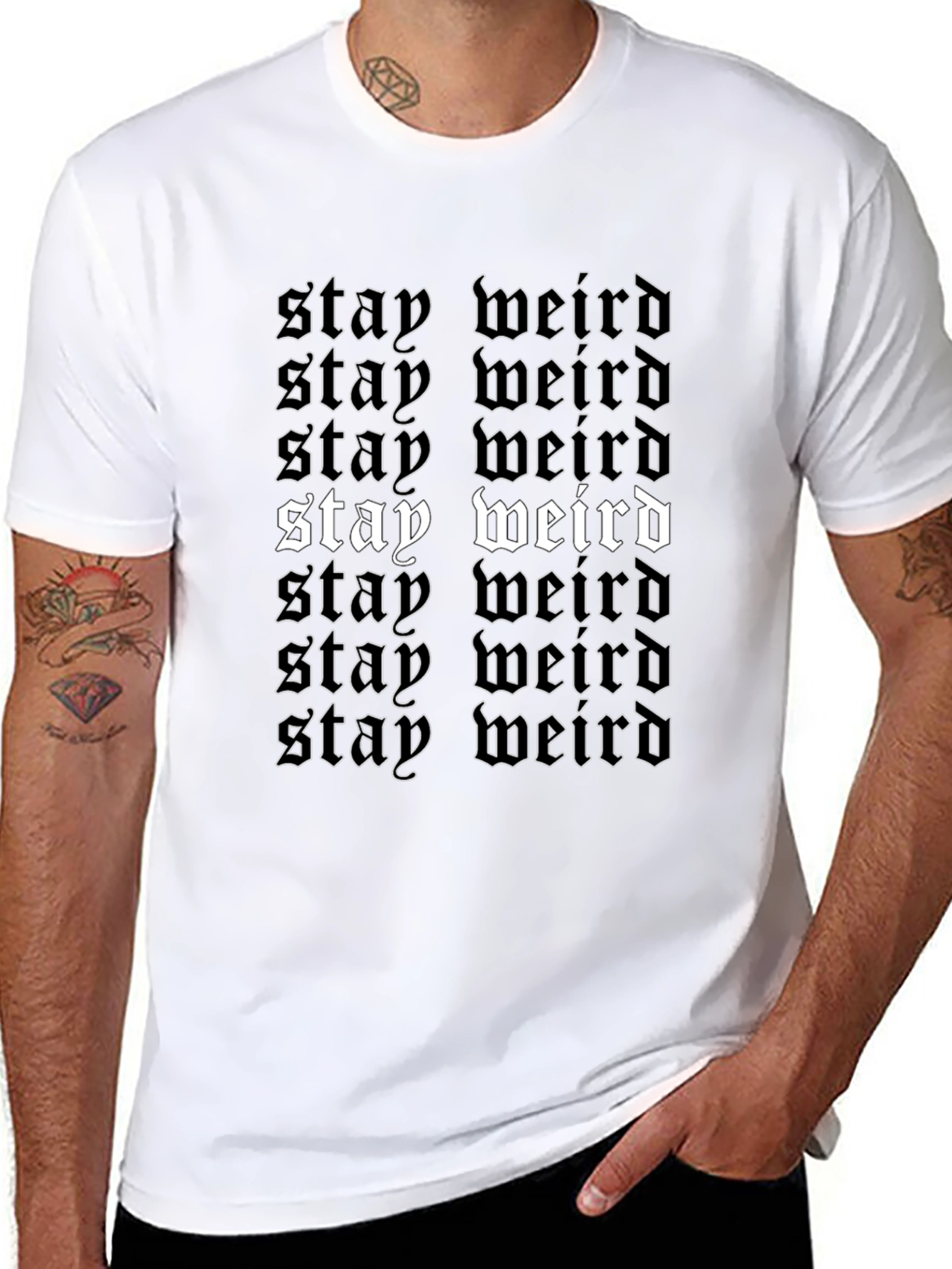 Stay Weird Graphic Tee - Black Cotton T-Shirt