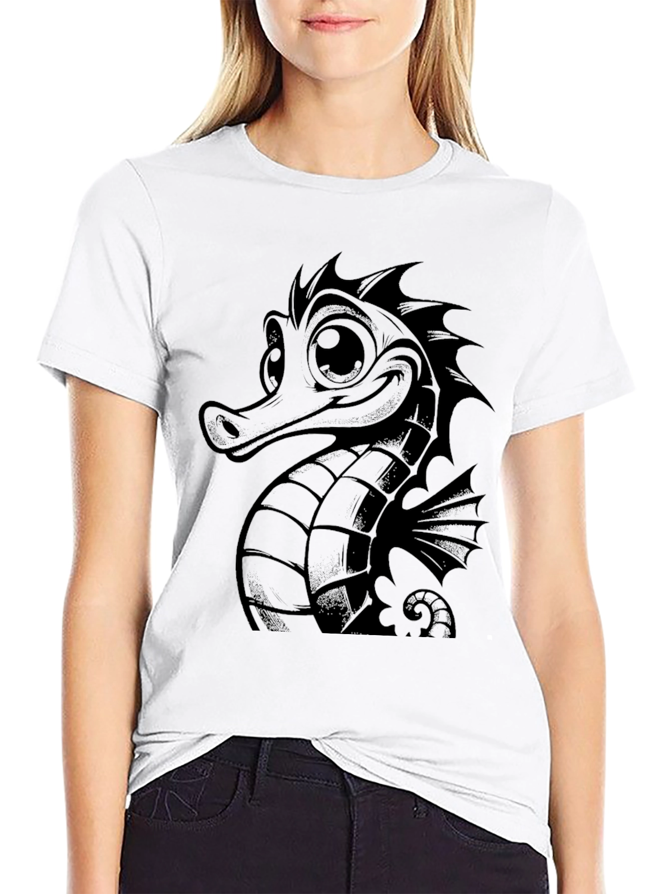 Sea Horse Graphic Tee - Black