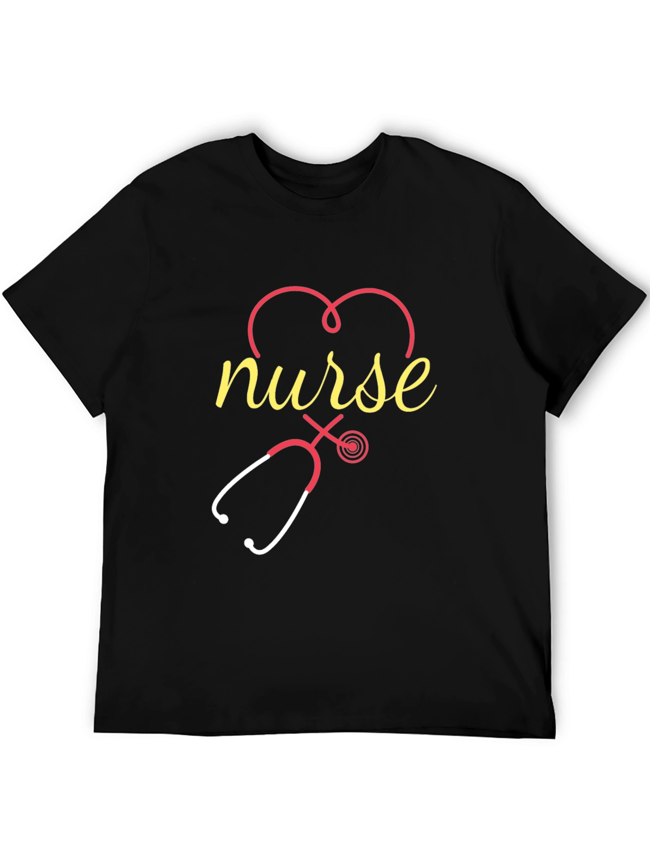 Nurse Heart Stethoscope Black T-Shirt