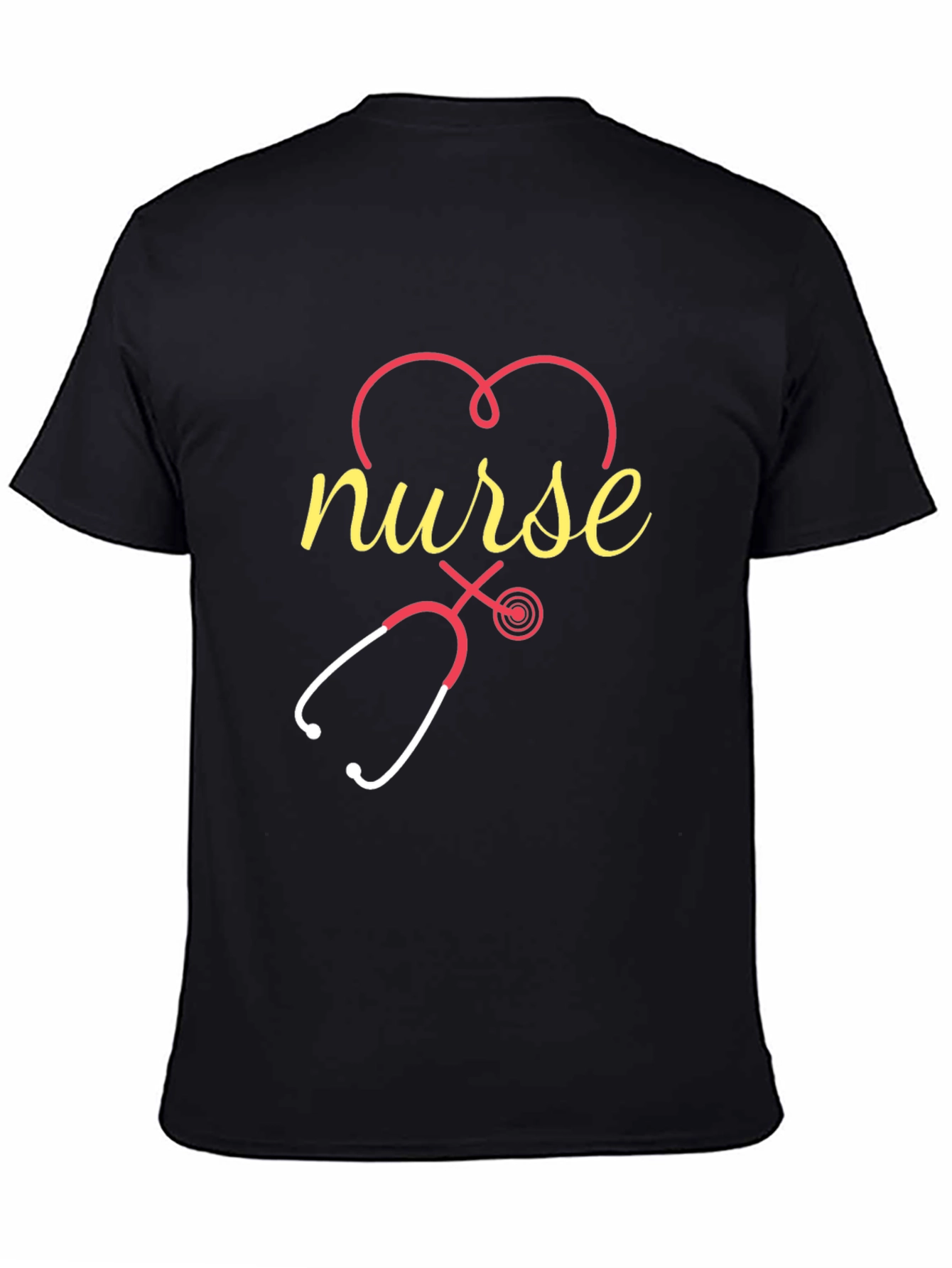 Nurse Heart Stethoscope Black T-Shirt