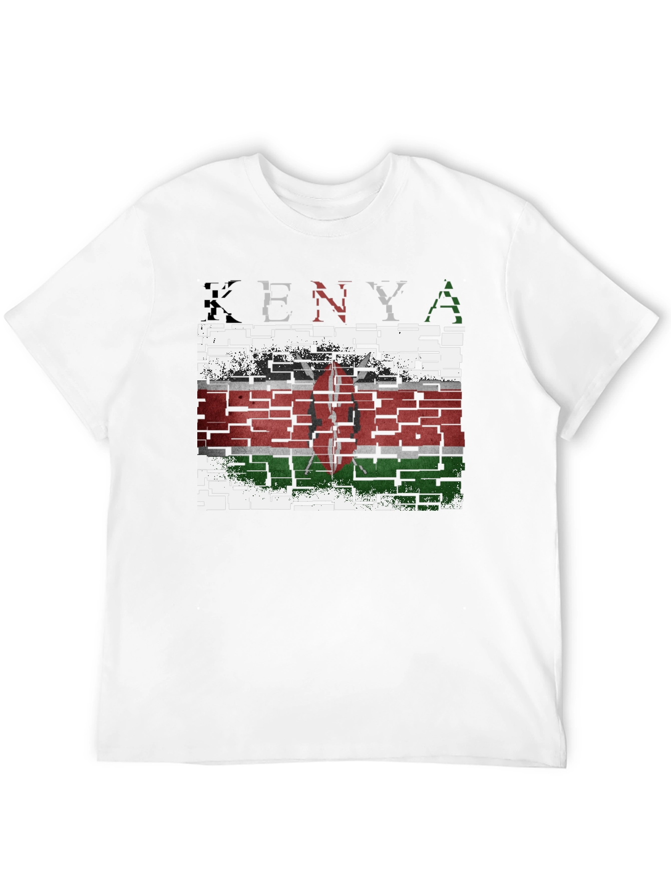Kenya Flag T-Shirt - Distressed Brick Design