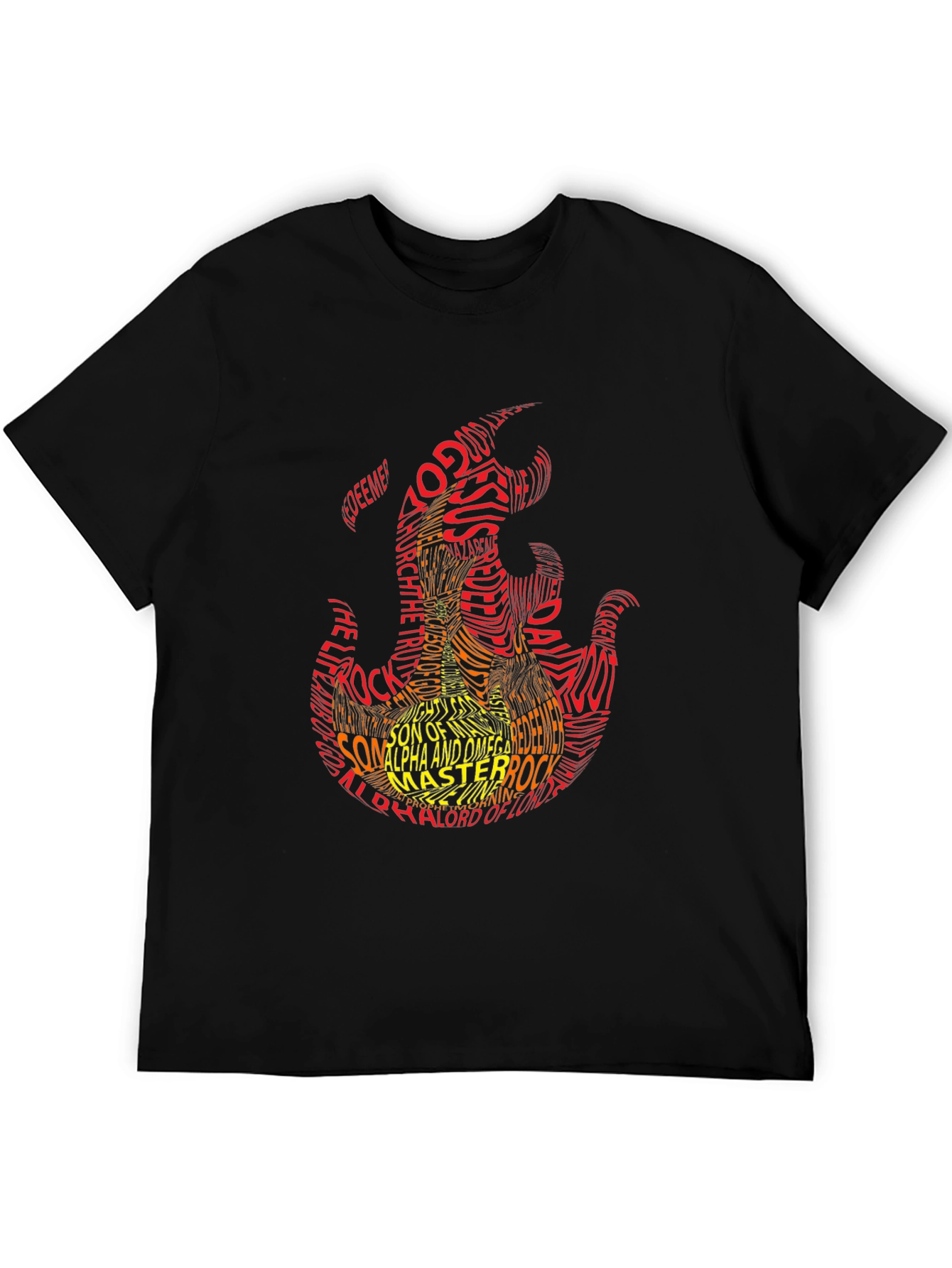 Flame Graphic T-Shirt - Religious Text Design