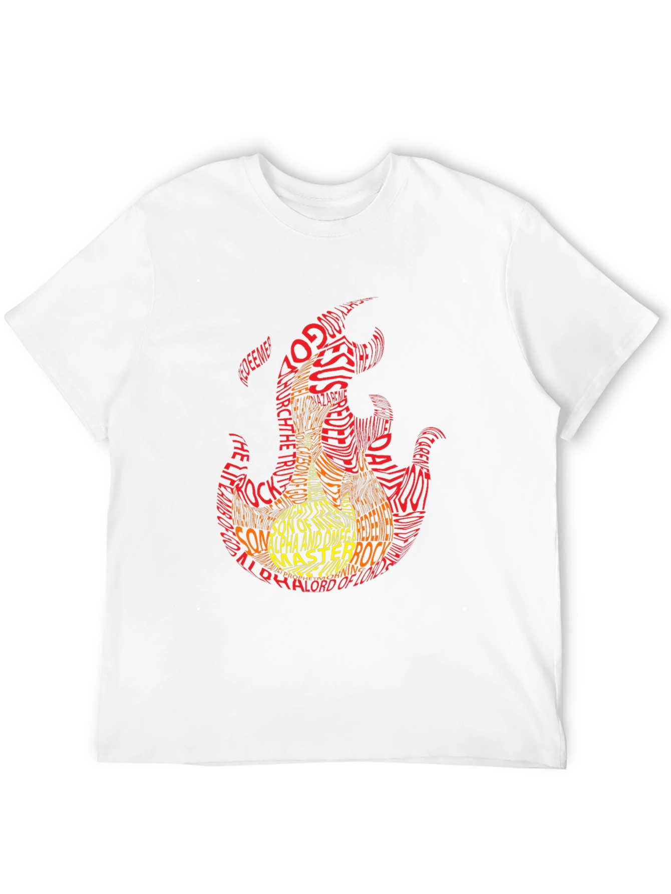 Flame Graphic T-Shirt - Religious Text Design