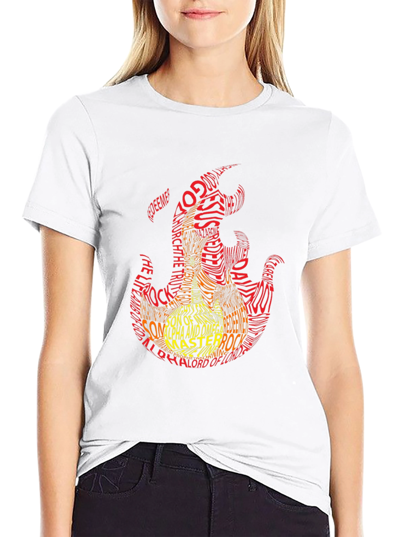 Flame Graphic T-Shirt - Religious Text Design