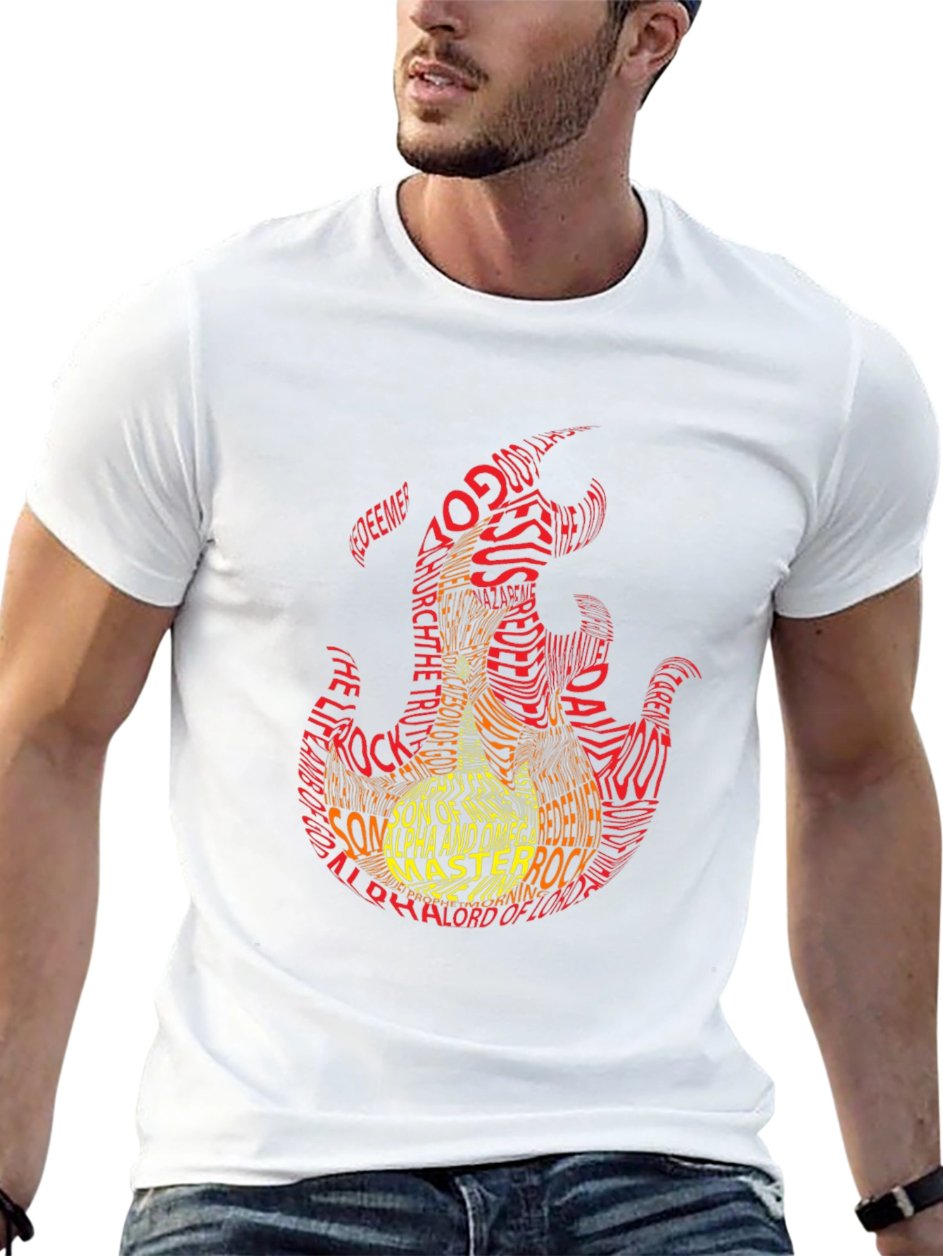 Flame Graphic T-Shirt - Religious Text Design