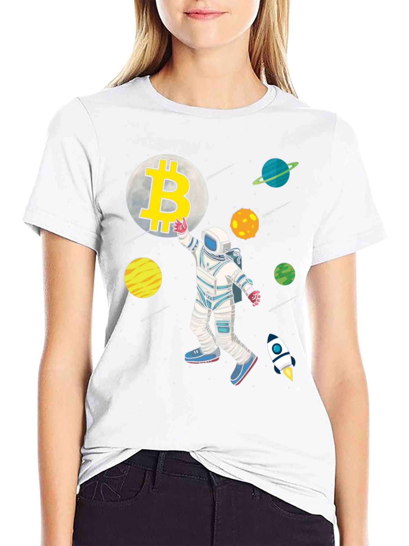 Bitcoin Astronaut Graphic Tee - Space Crypto Shirt