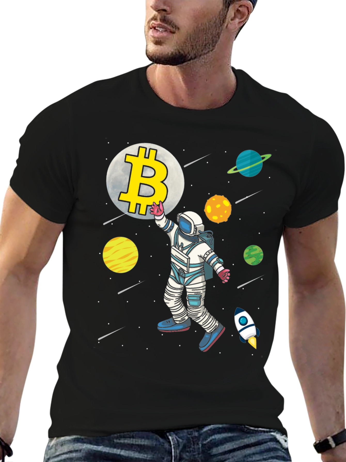 Bitcoin Astronaut Graphic Tee - Space Crypto Shirt