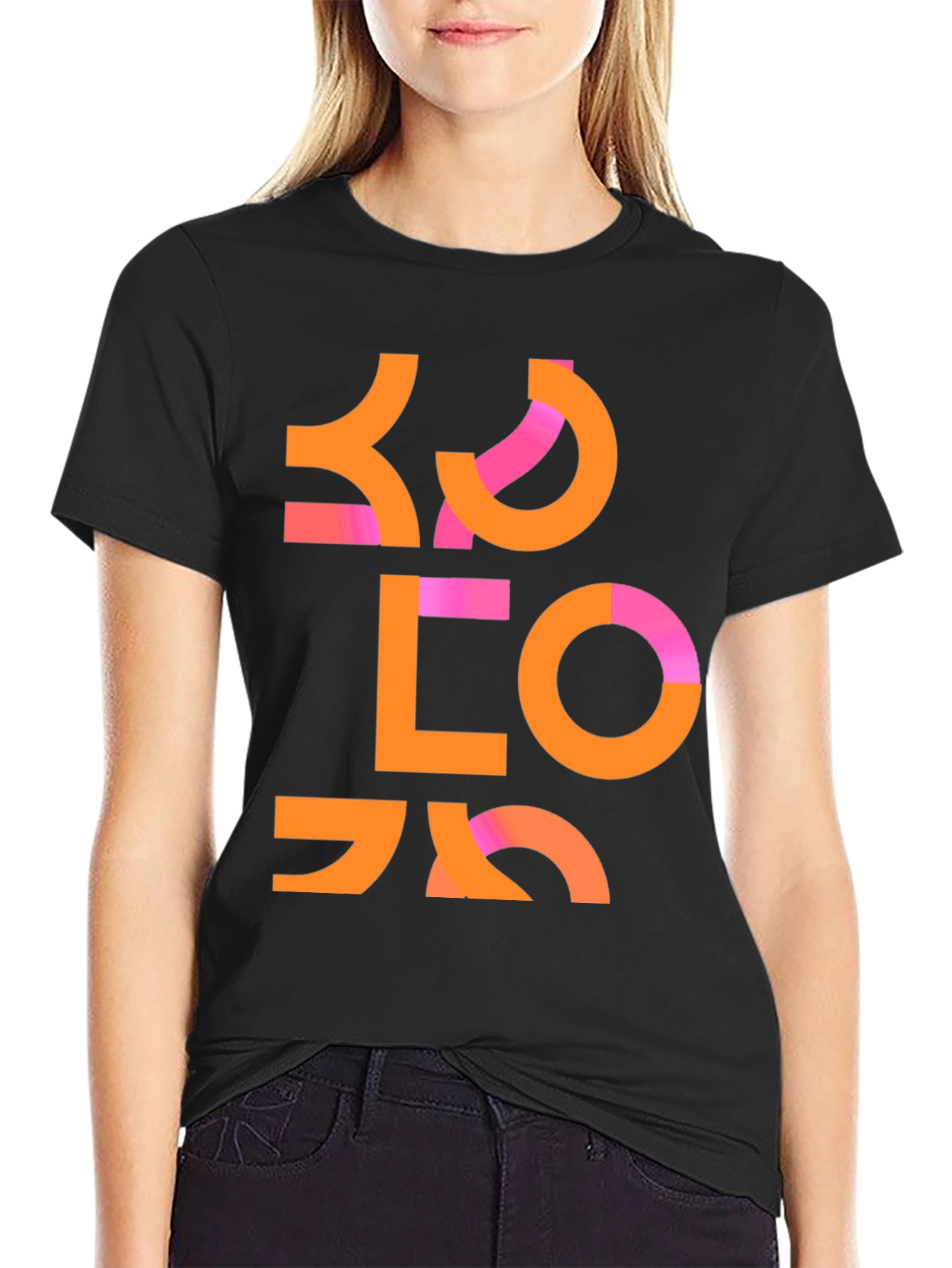 Geometric Print Black T-Shirt