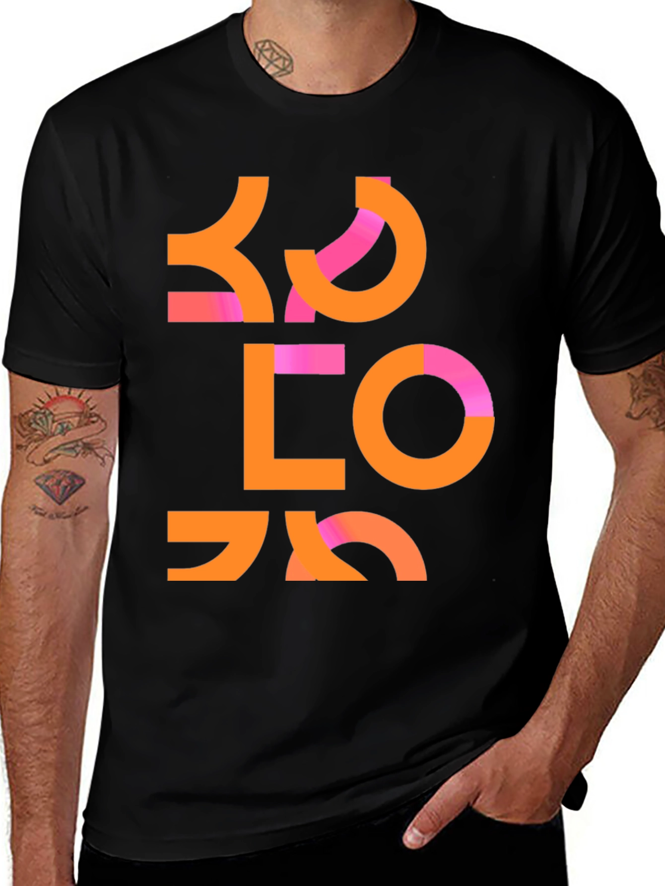 Geometric Print Black T-Shirt