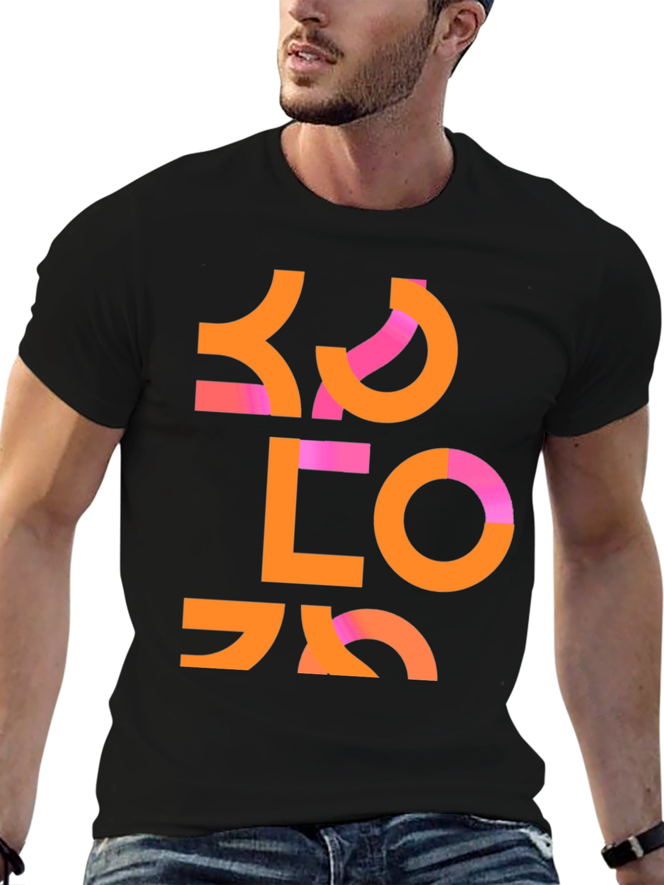 Geometric Print Black T-Shirt