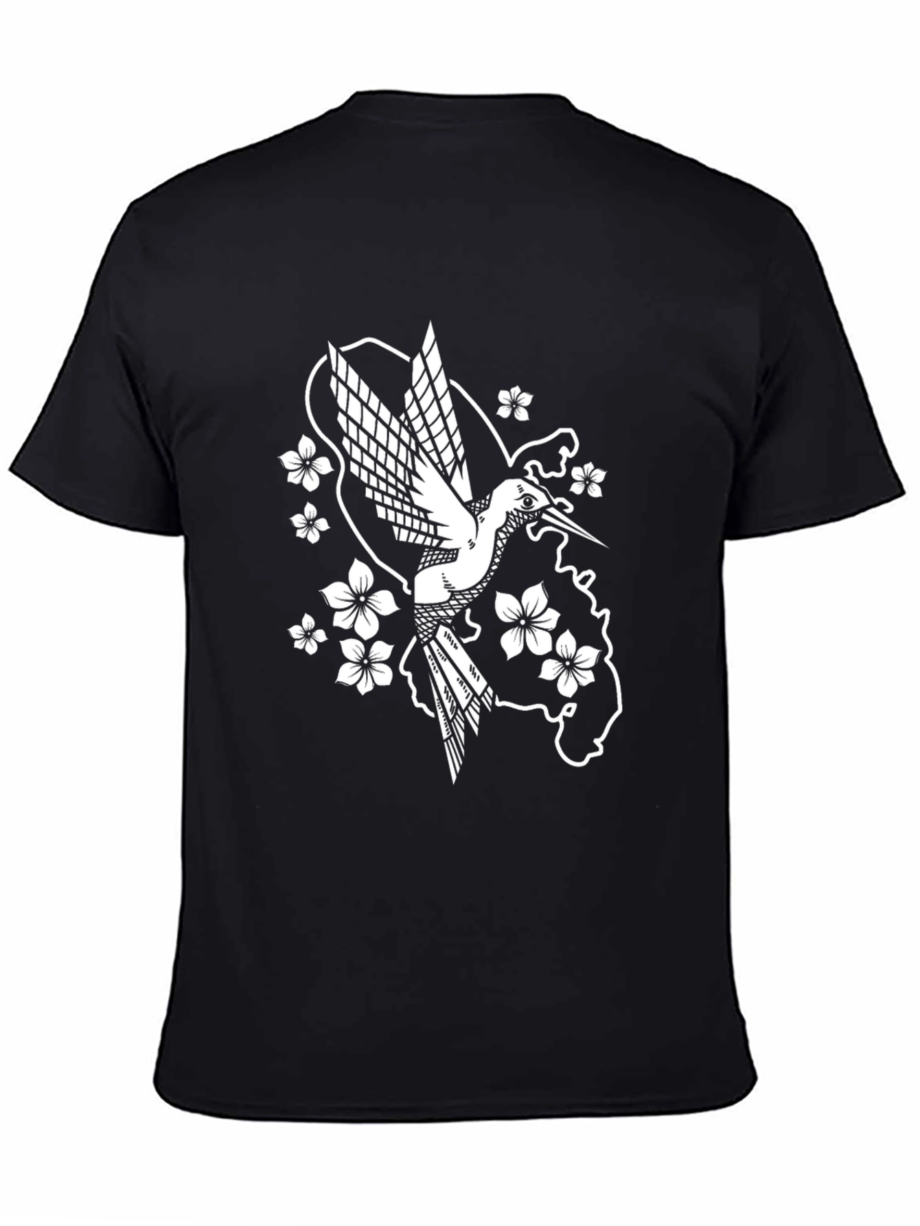 Hummingbird Floral Graphic Tee - Black