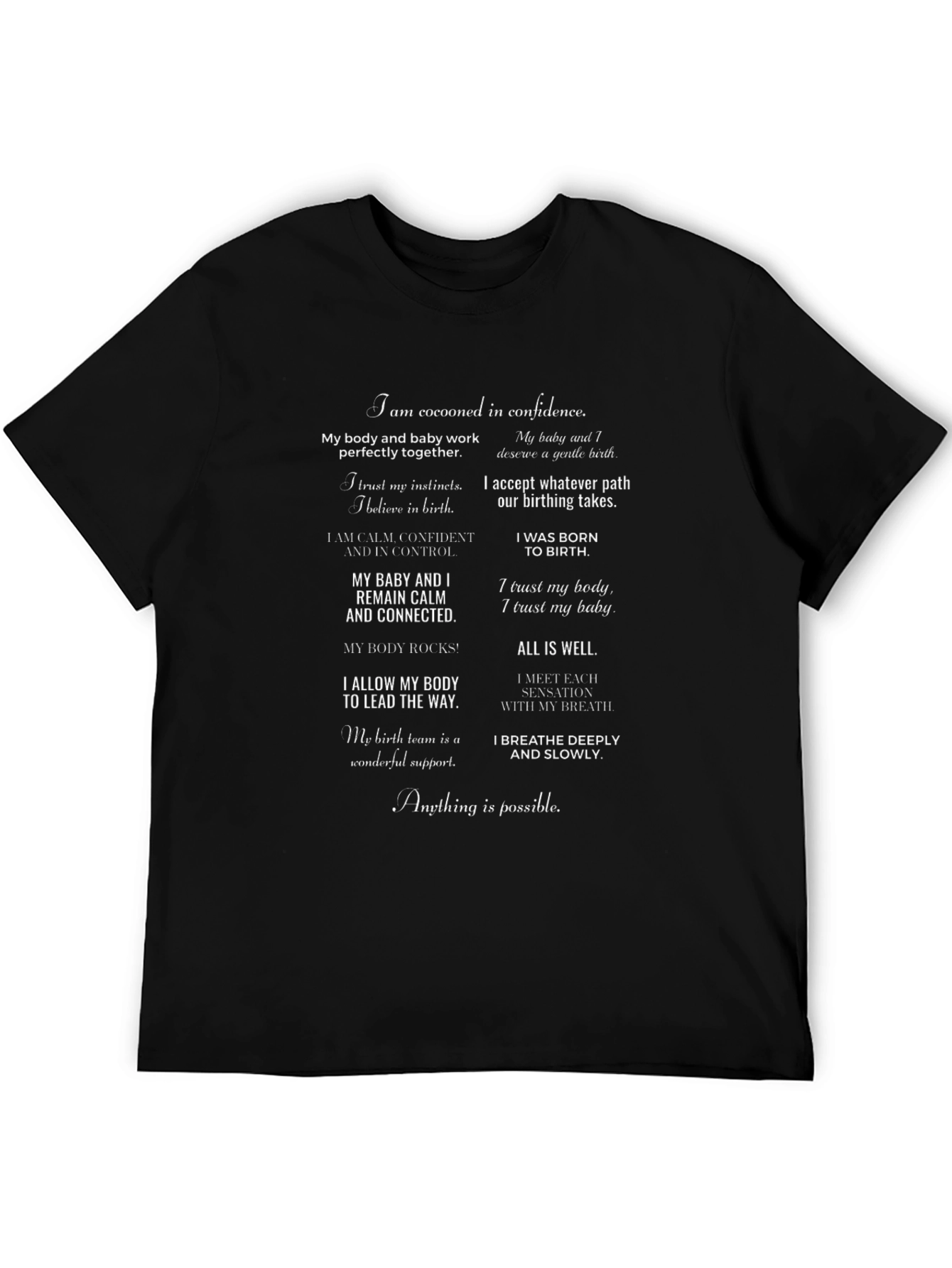 Affirmation Birth T-Shirt: Confident Pregnancy & Delivery Tee