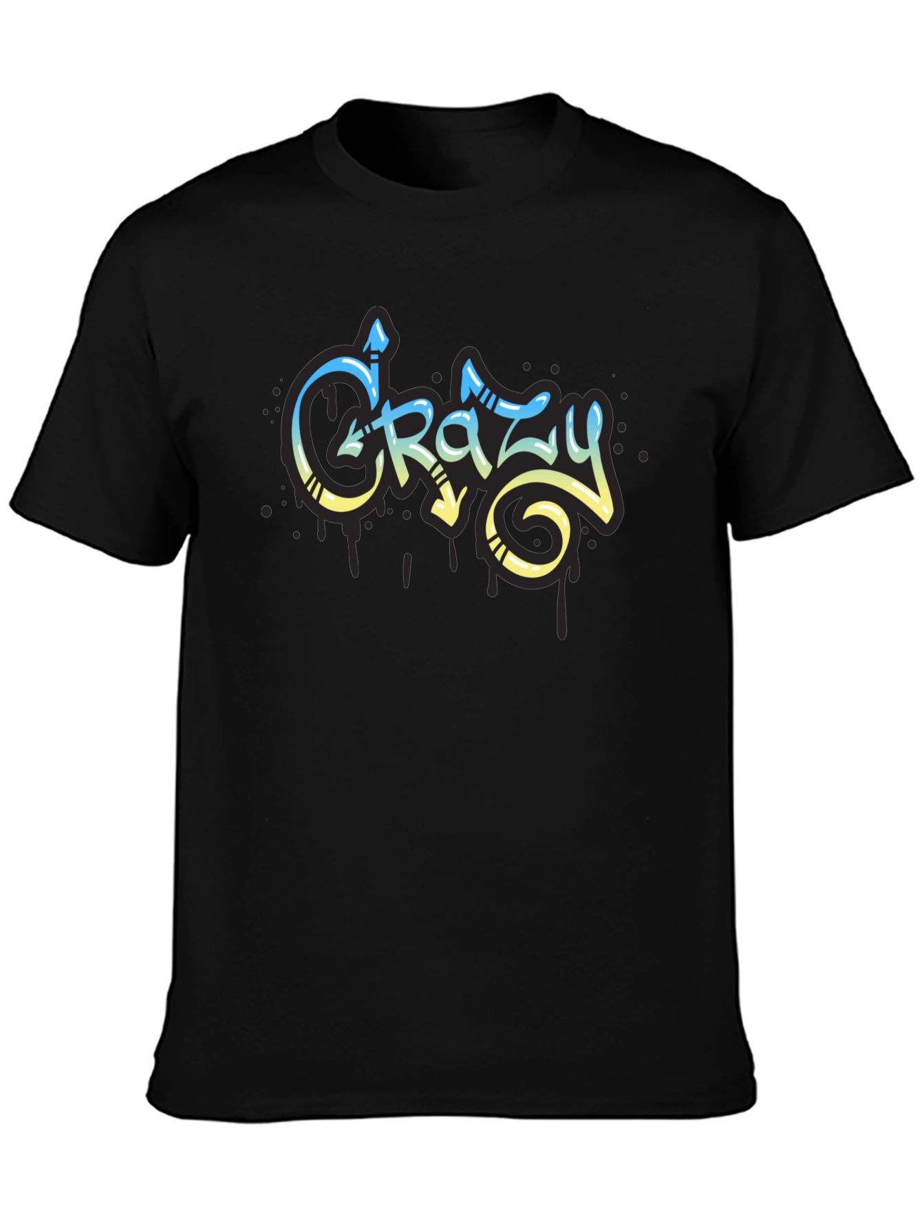 Crazy Graffiti Style Black T-Shirt