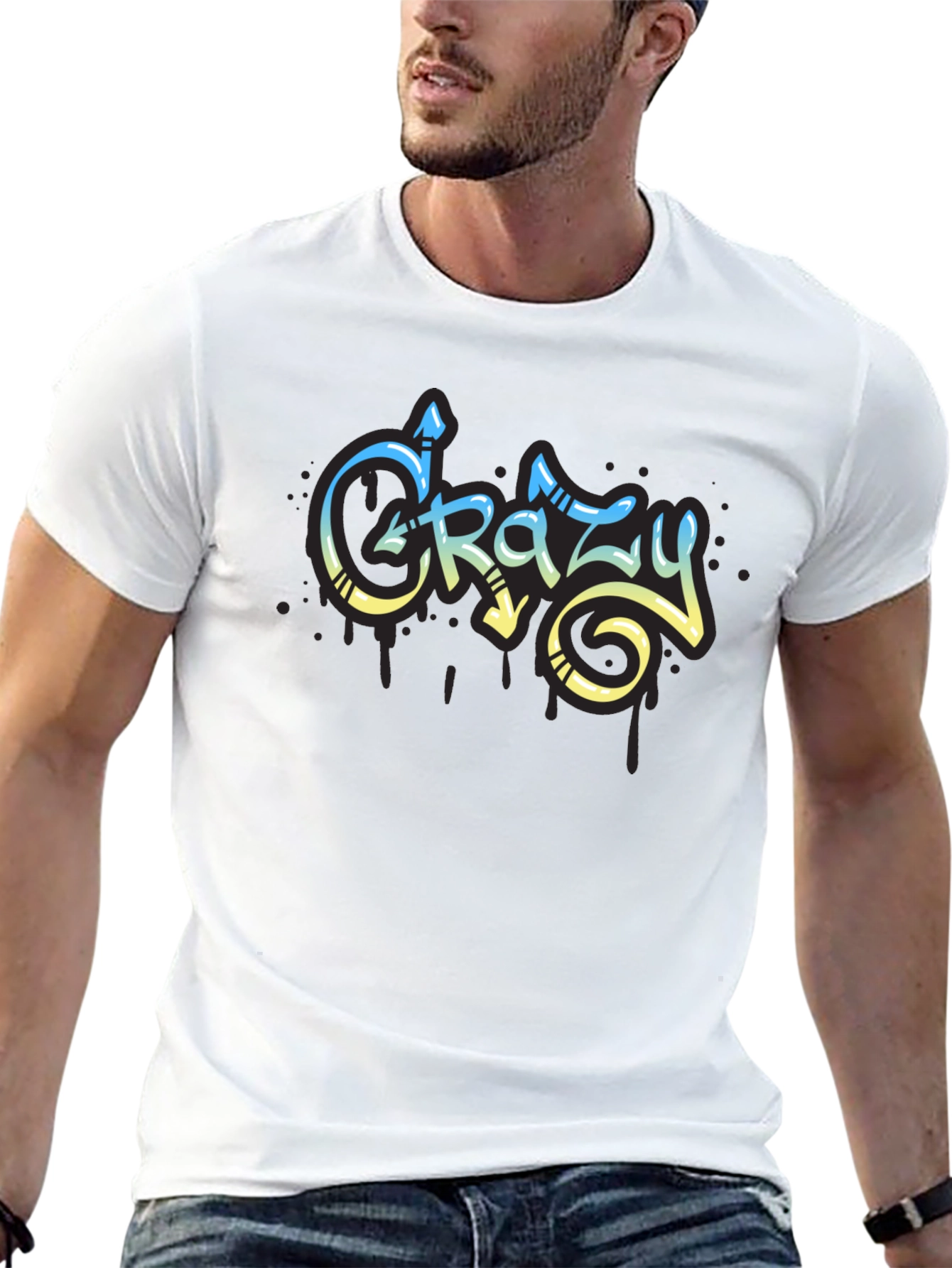 Crazy Graffiti Style Black T-Shirt
