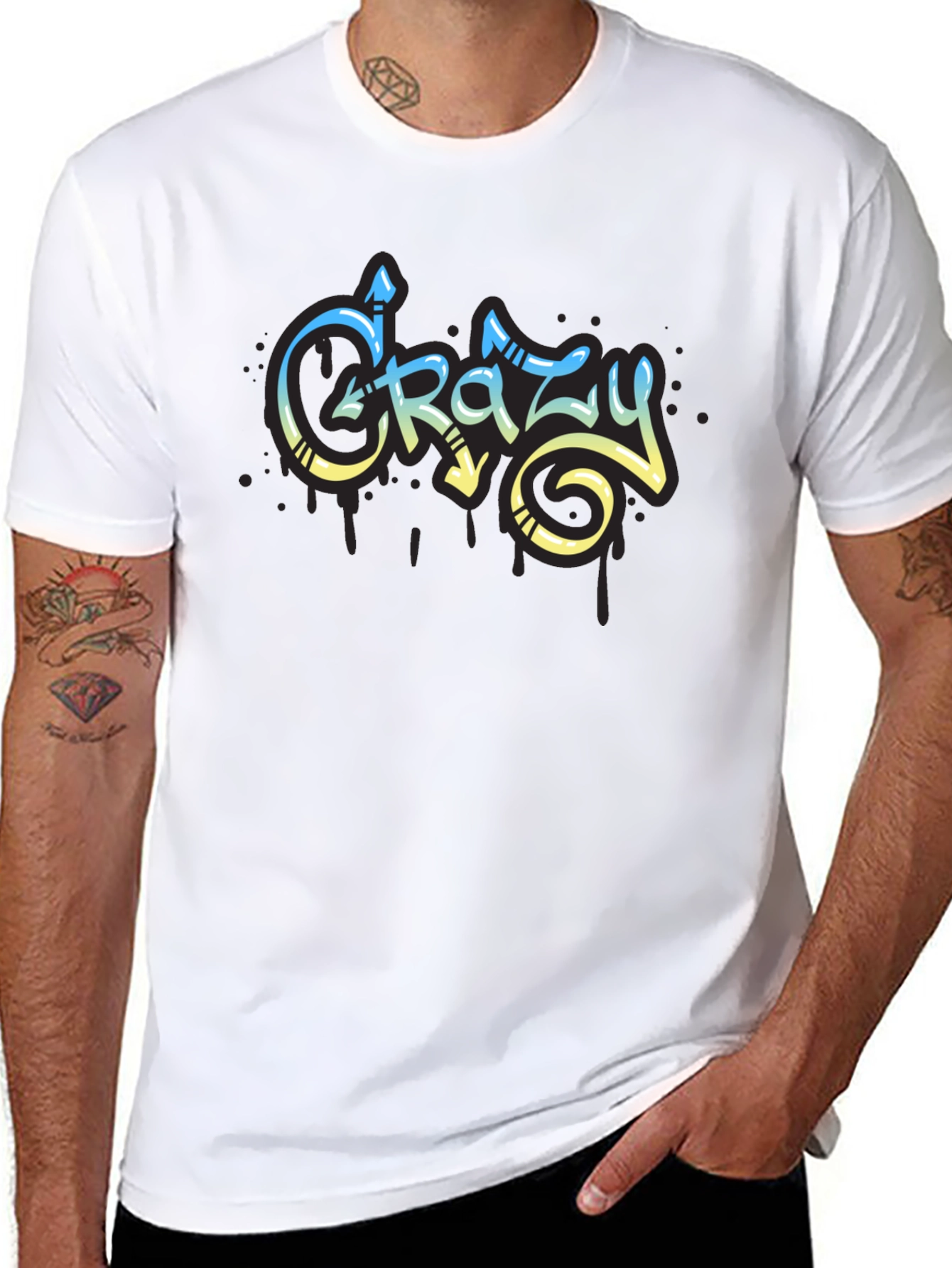 Crazy Graffiti Style Black T-Shirt