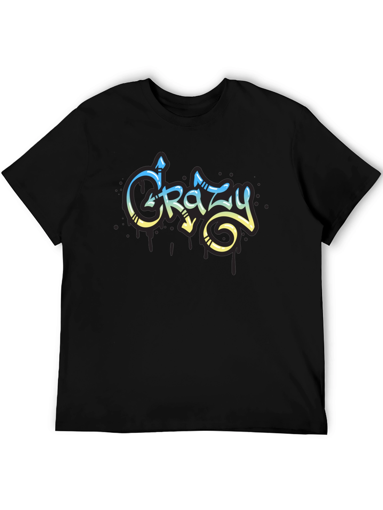 Crazy Graffiti Style Black T-Shirt