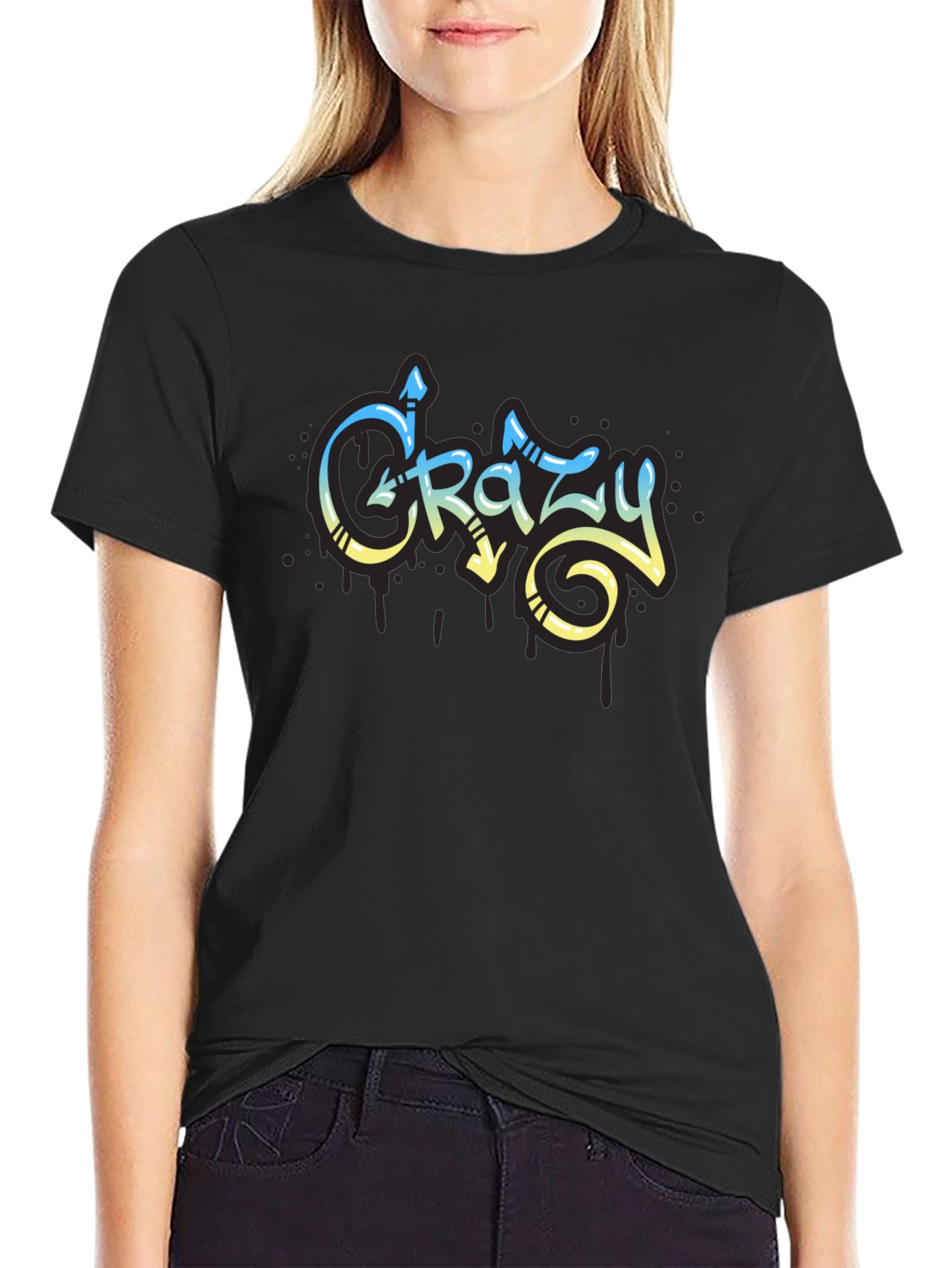 Crazy Graffiti Style Black T-Shirt