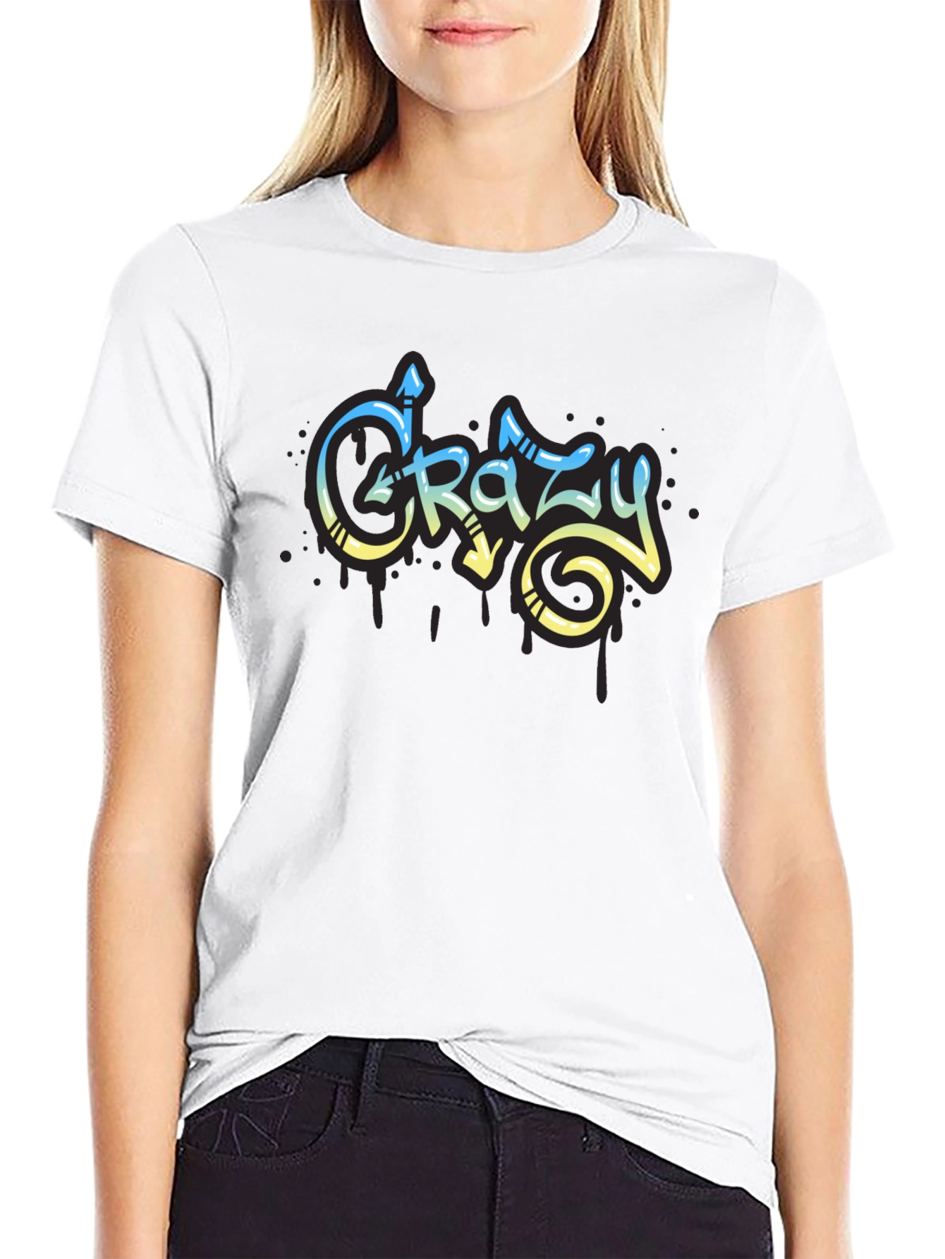 Crazy Graffiti Style Black T-Shirt