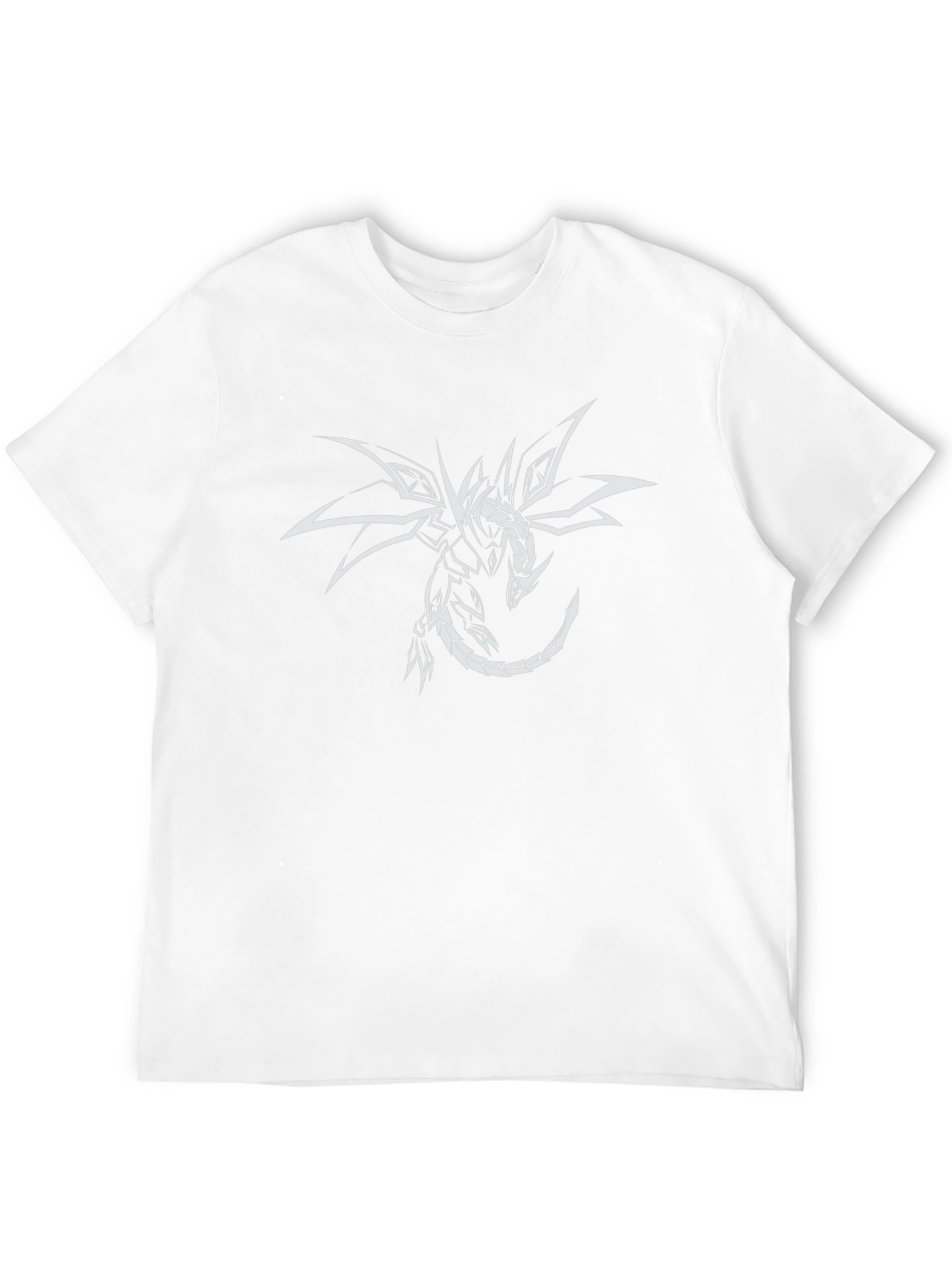 Black T-Shirt with White Dragon Graphic Tee
