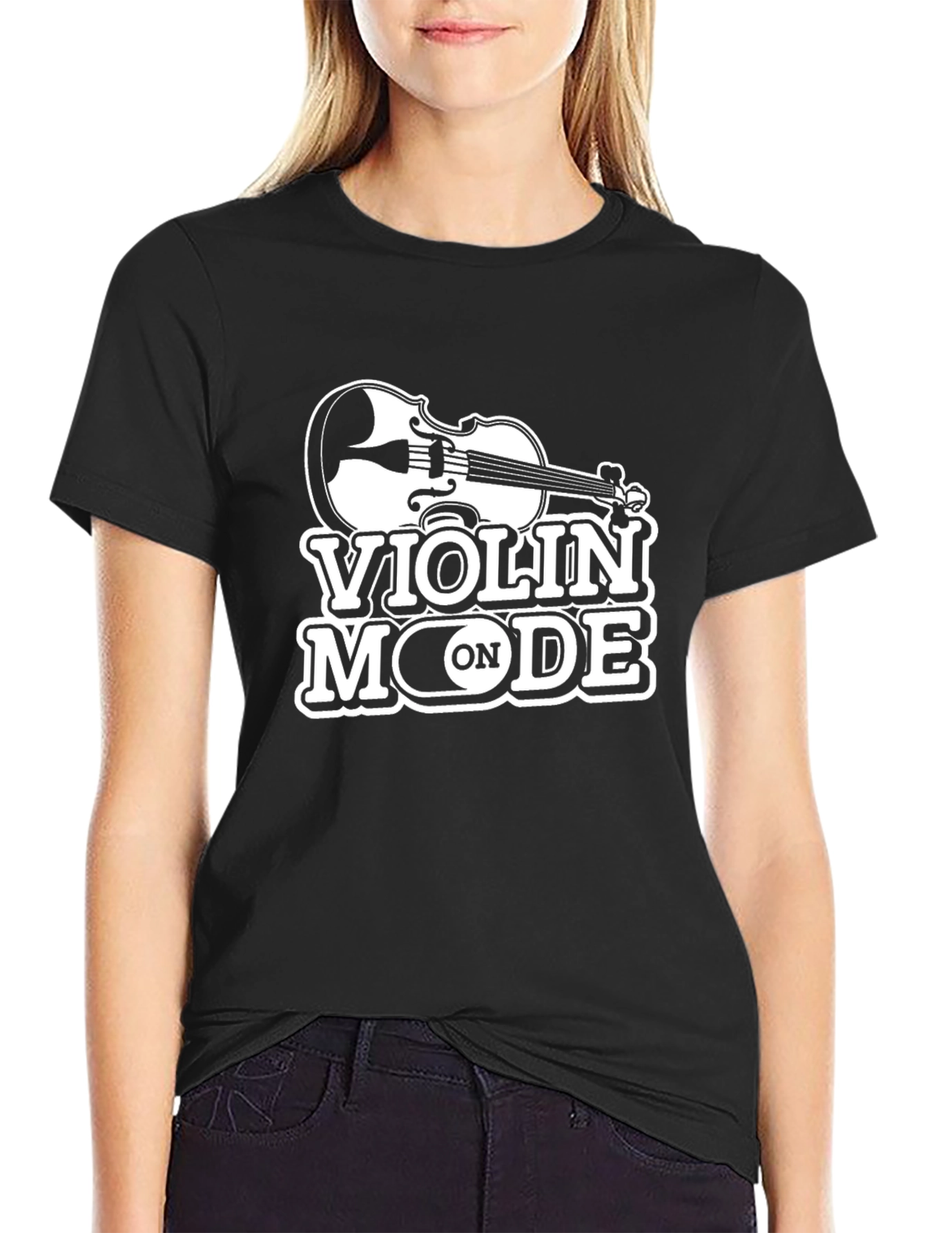 Violin Mode On Graphic Tee - Black