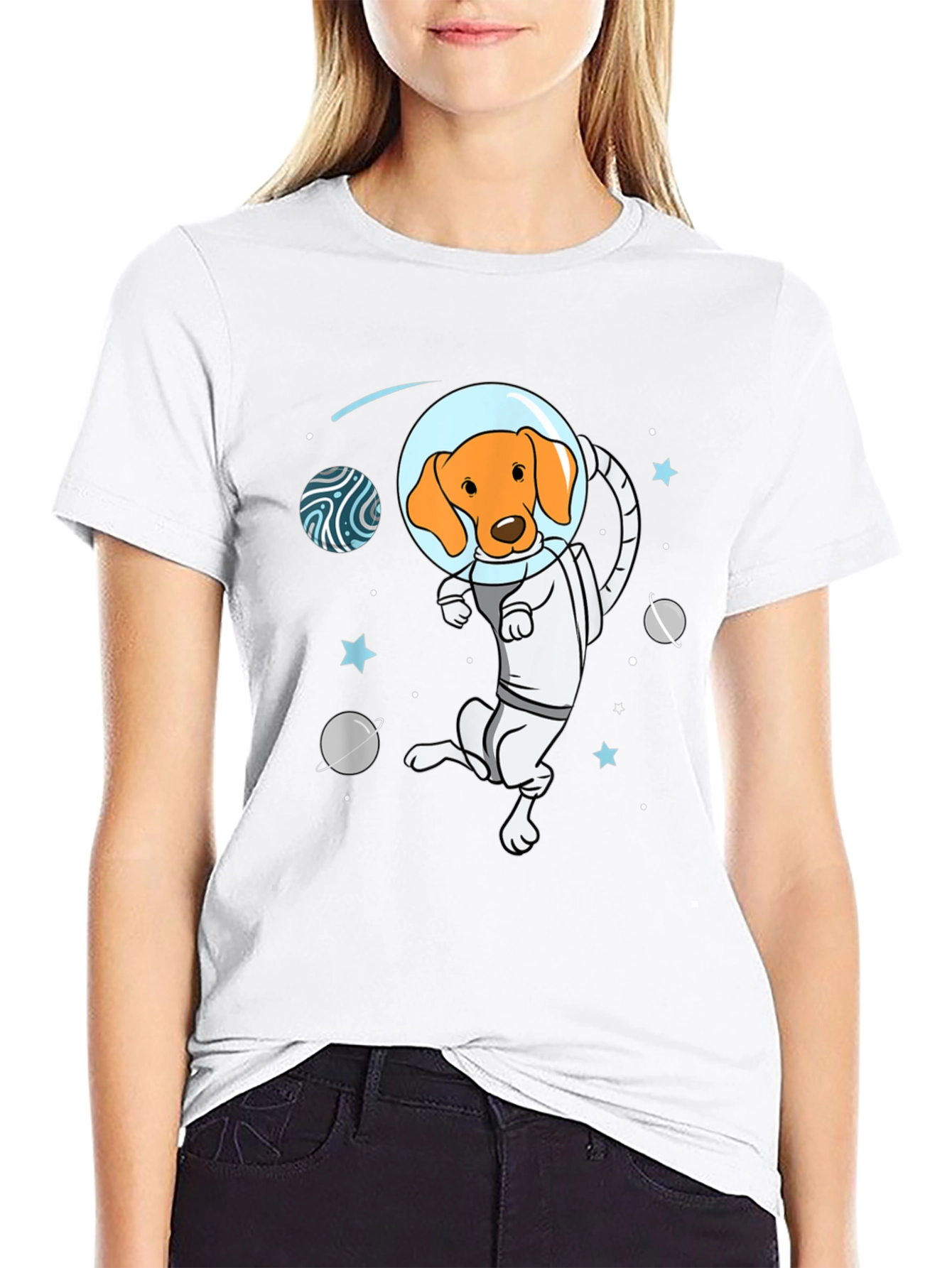Astronaut Dog Graphic Tee - Space Adventure