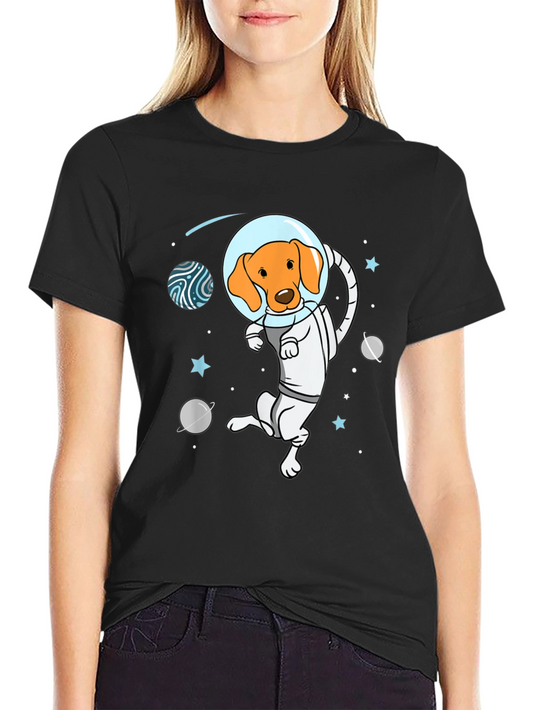 Astronaut Dog Graphic Tee - Space Adventure