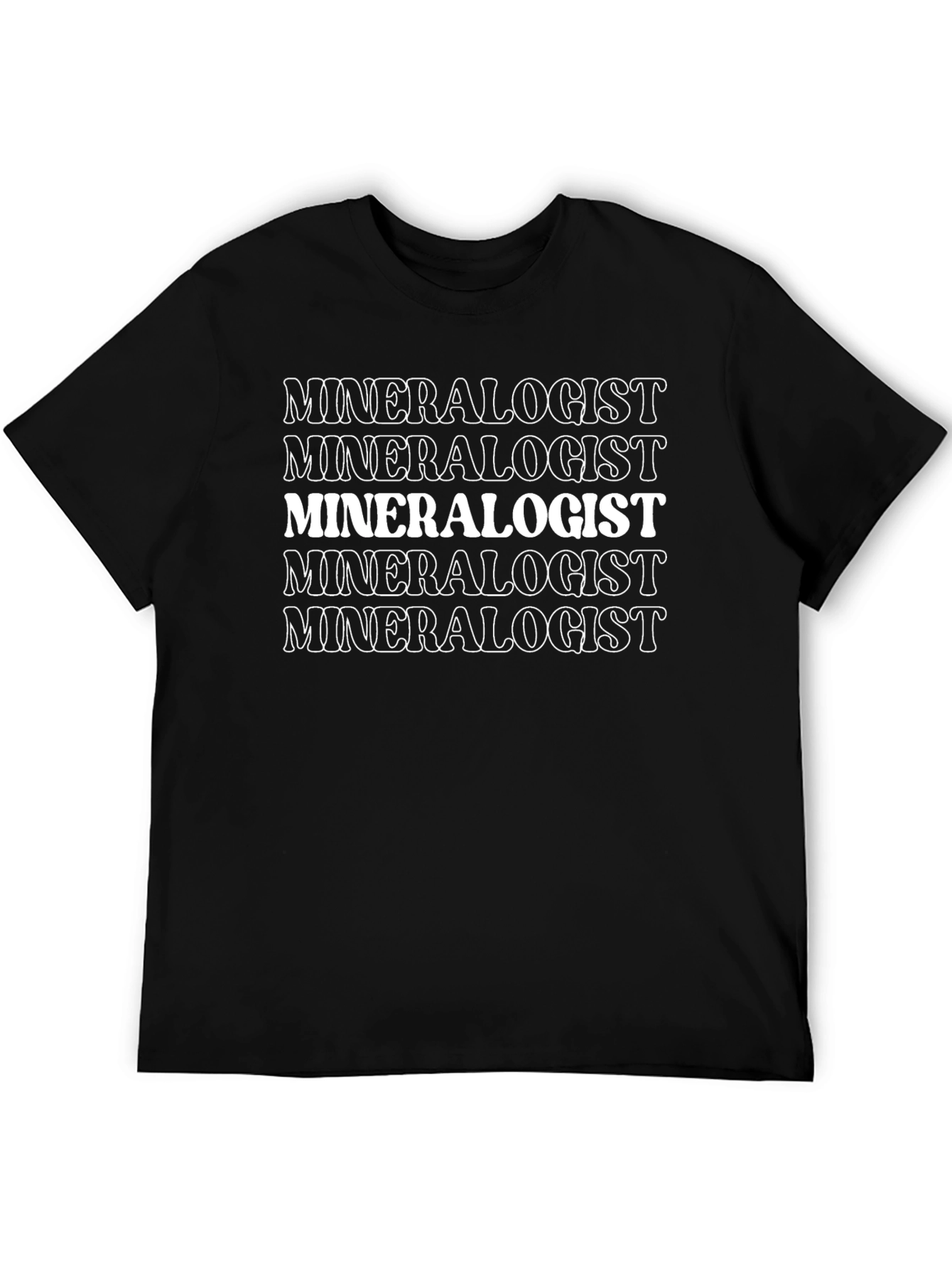 Mineralogist Stacked Text Black T-Shirt