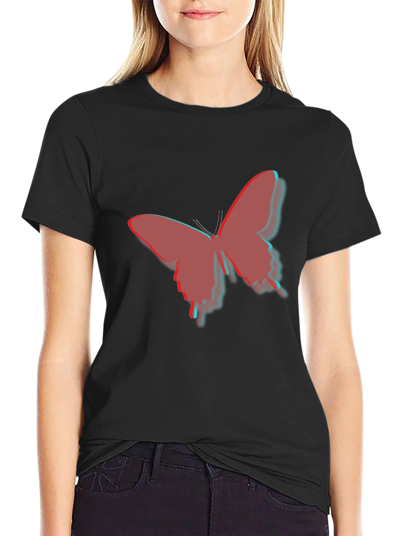 Mens Black Butterfly Graphic Tee