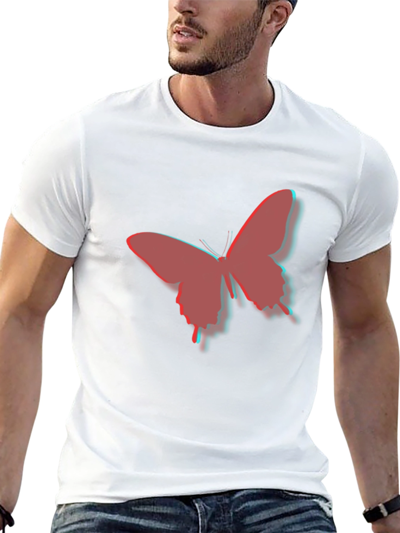 Mens Black Butterfly Graphic Tee