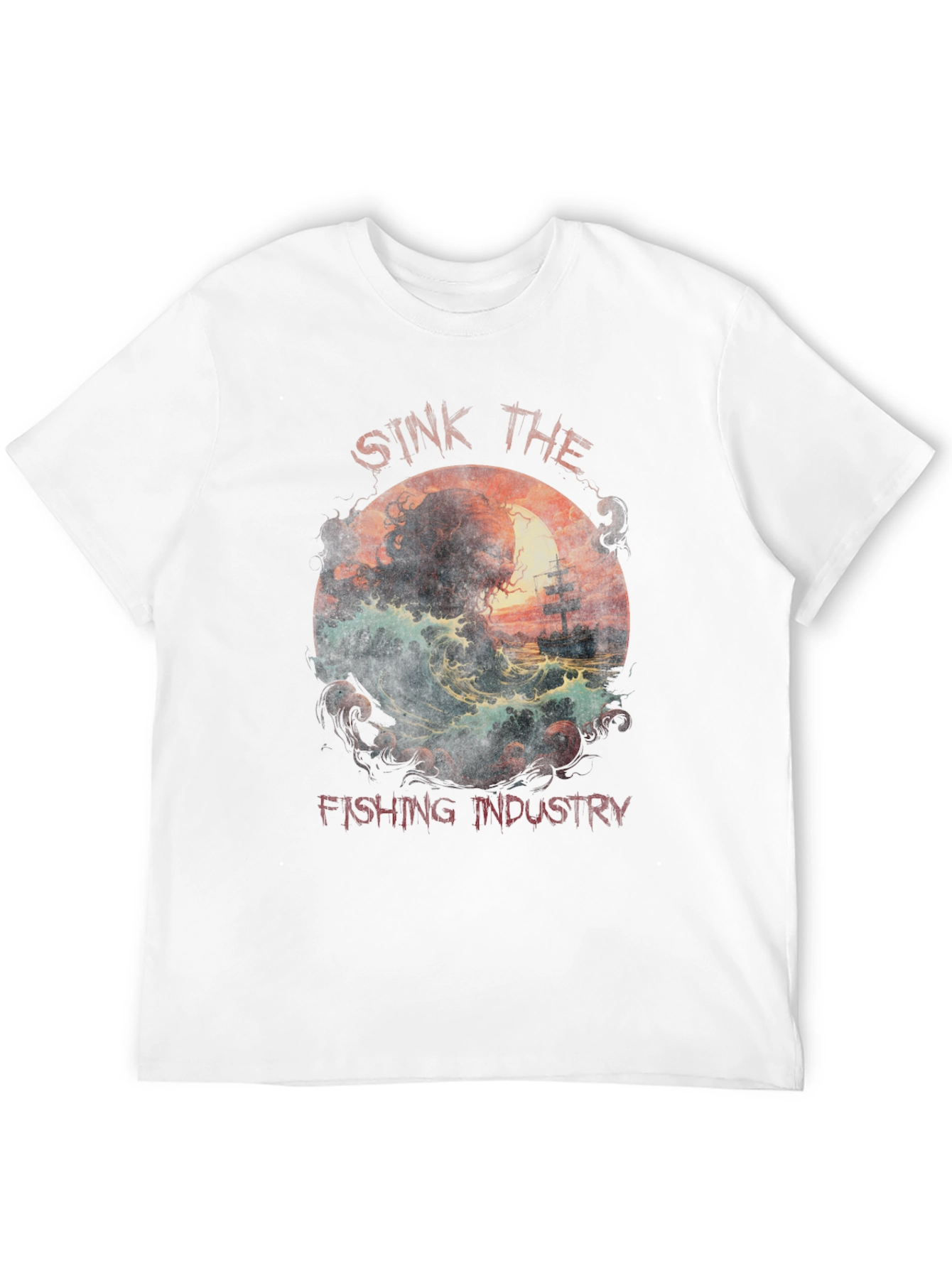 Sink the Fishing Industry T-Shirt - Cthulhu Graphic Tee
