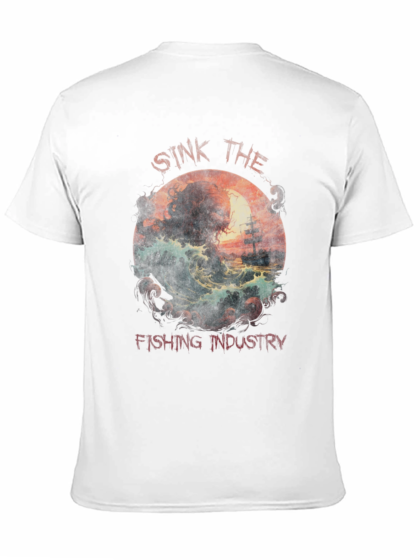 Sink the Fishing Industry T-Shirt - Cthulhu Graphic Tee