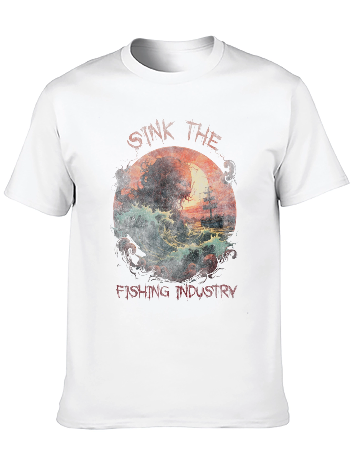 Sink the Fishing Industry T-Shirt - Cthulhu Graphic Tee