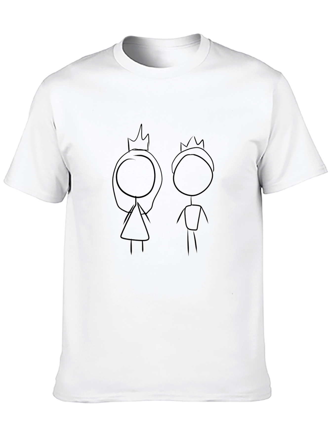 King & Queen T-Shirt - Crowned Stick Figure Design