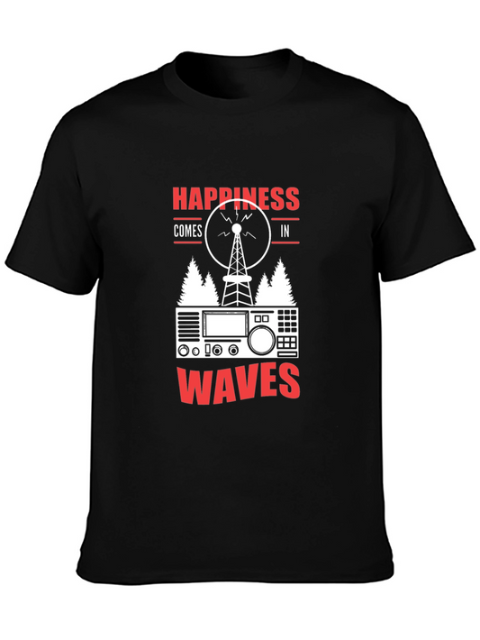 Happiness Comes in Waves Ham Radio T-Shirt