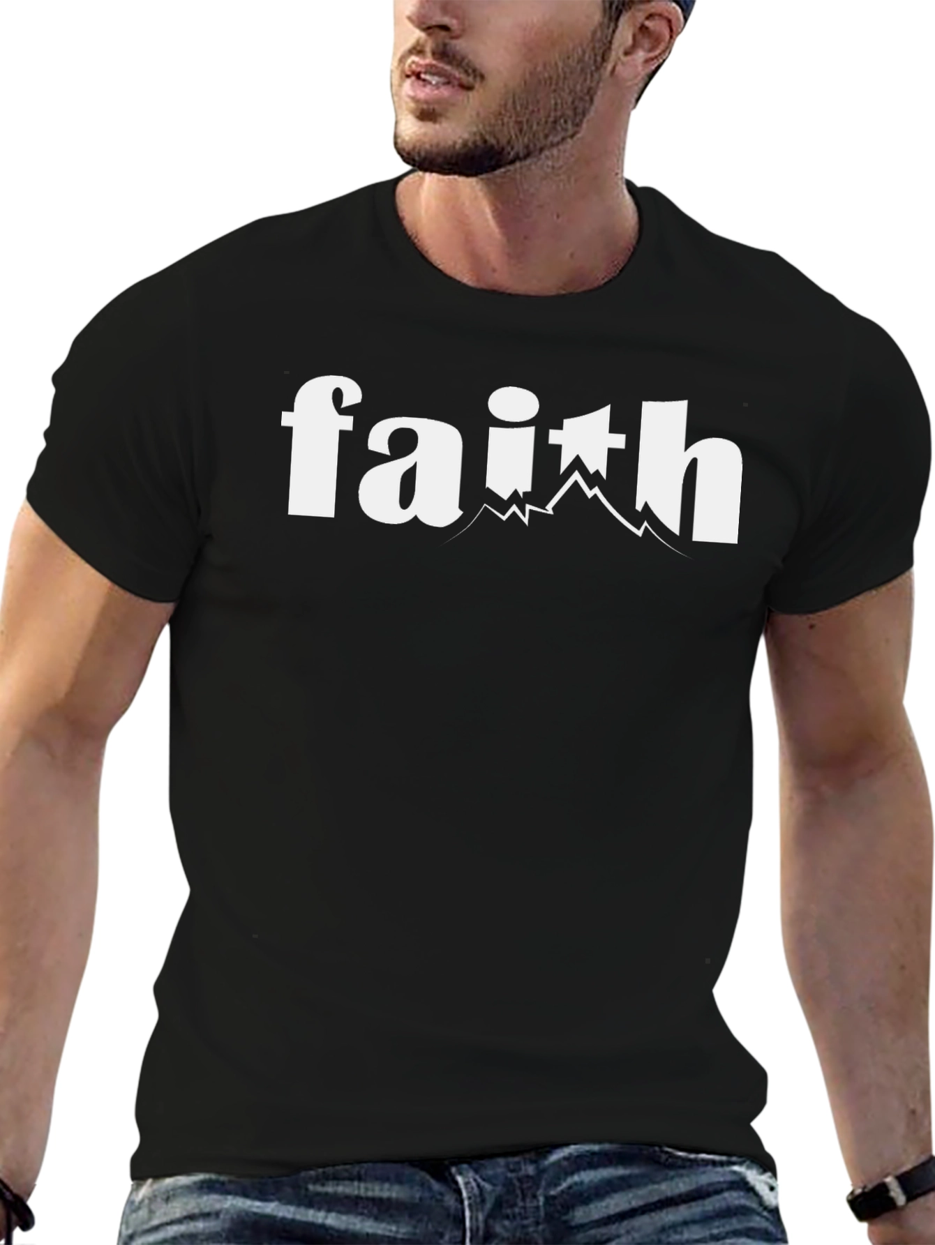 Faith Mountain Graphic Tee - Unisex Black T-Shirt