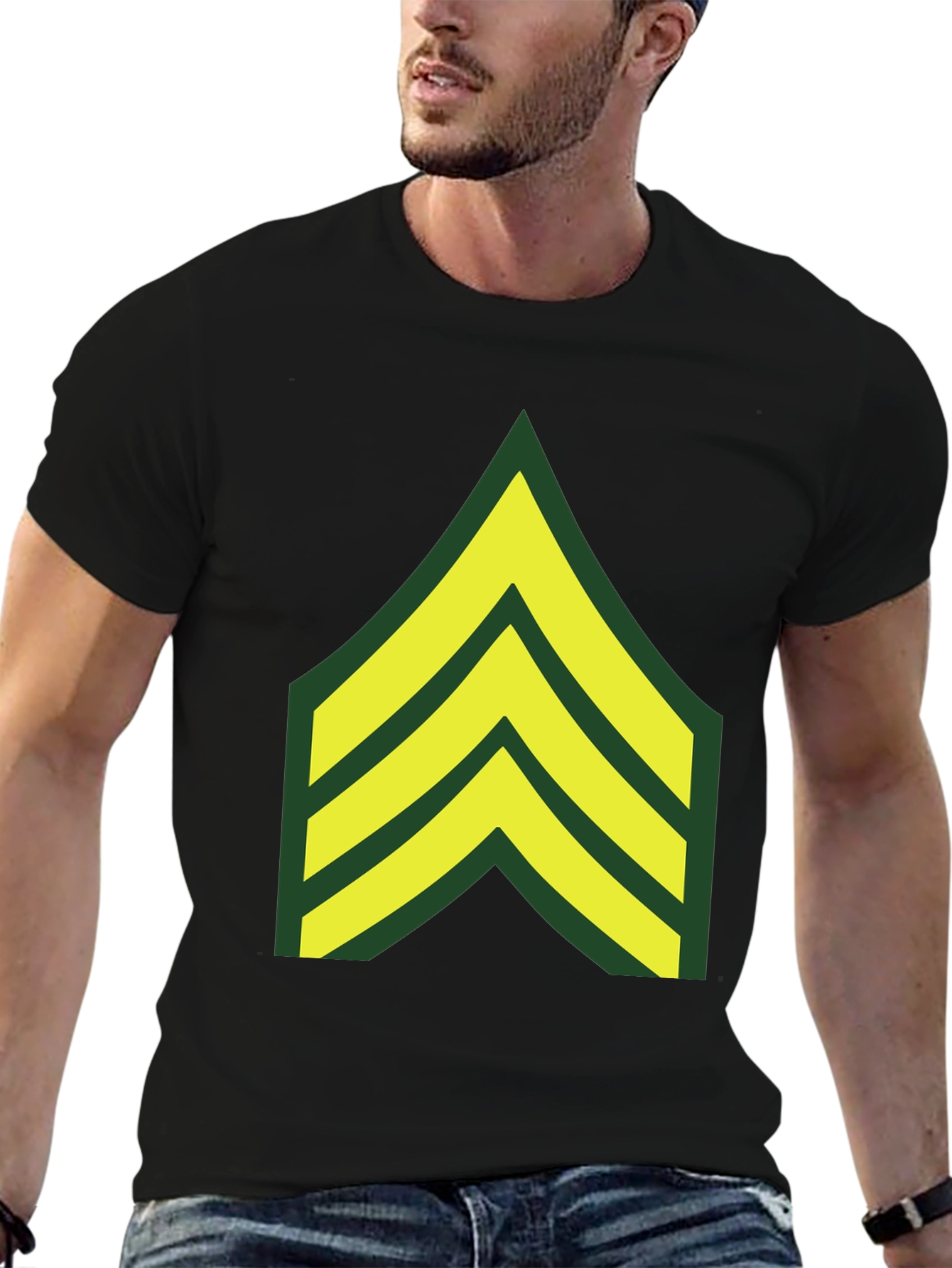 Military Chevron Graphic Tee - Black