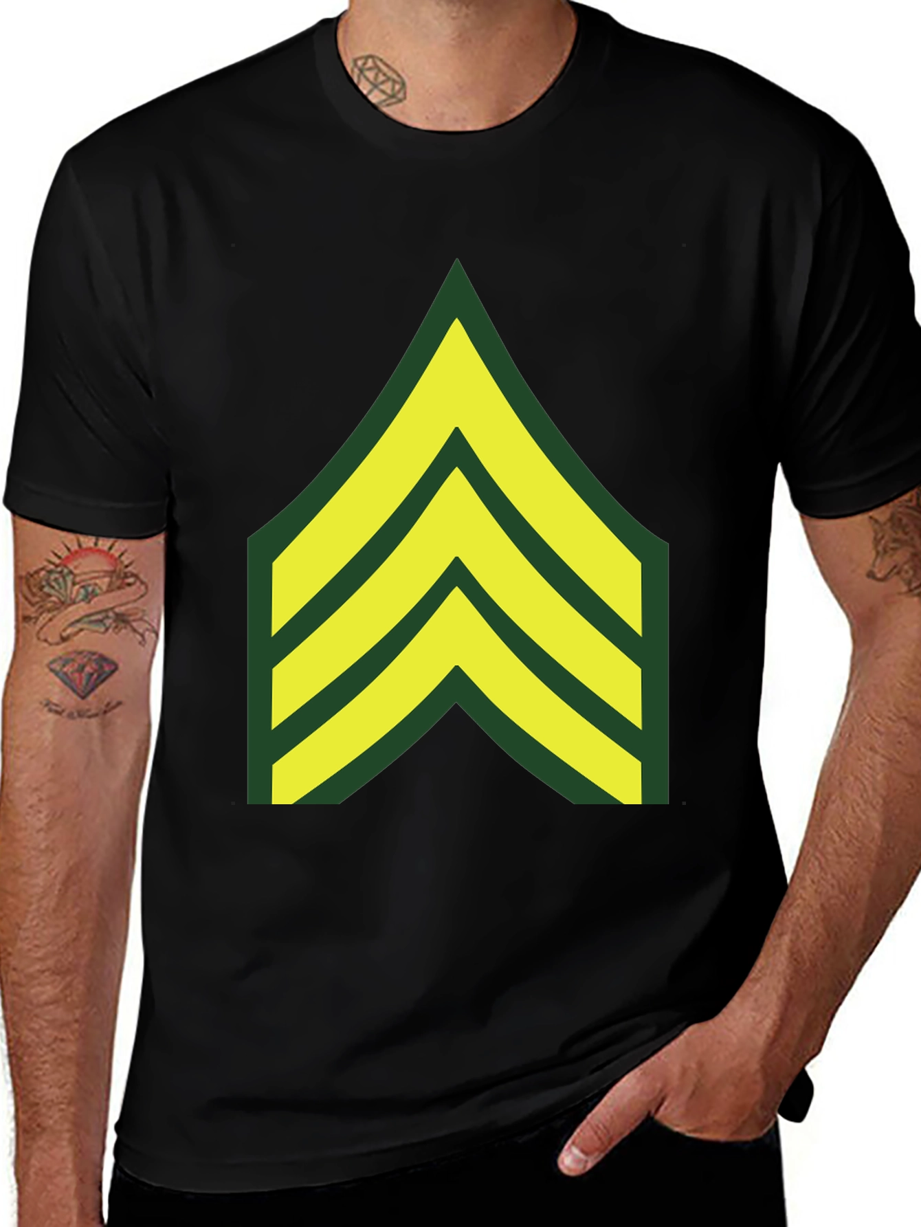 Military Chevron Graphic Tee - Black